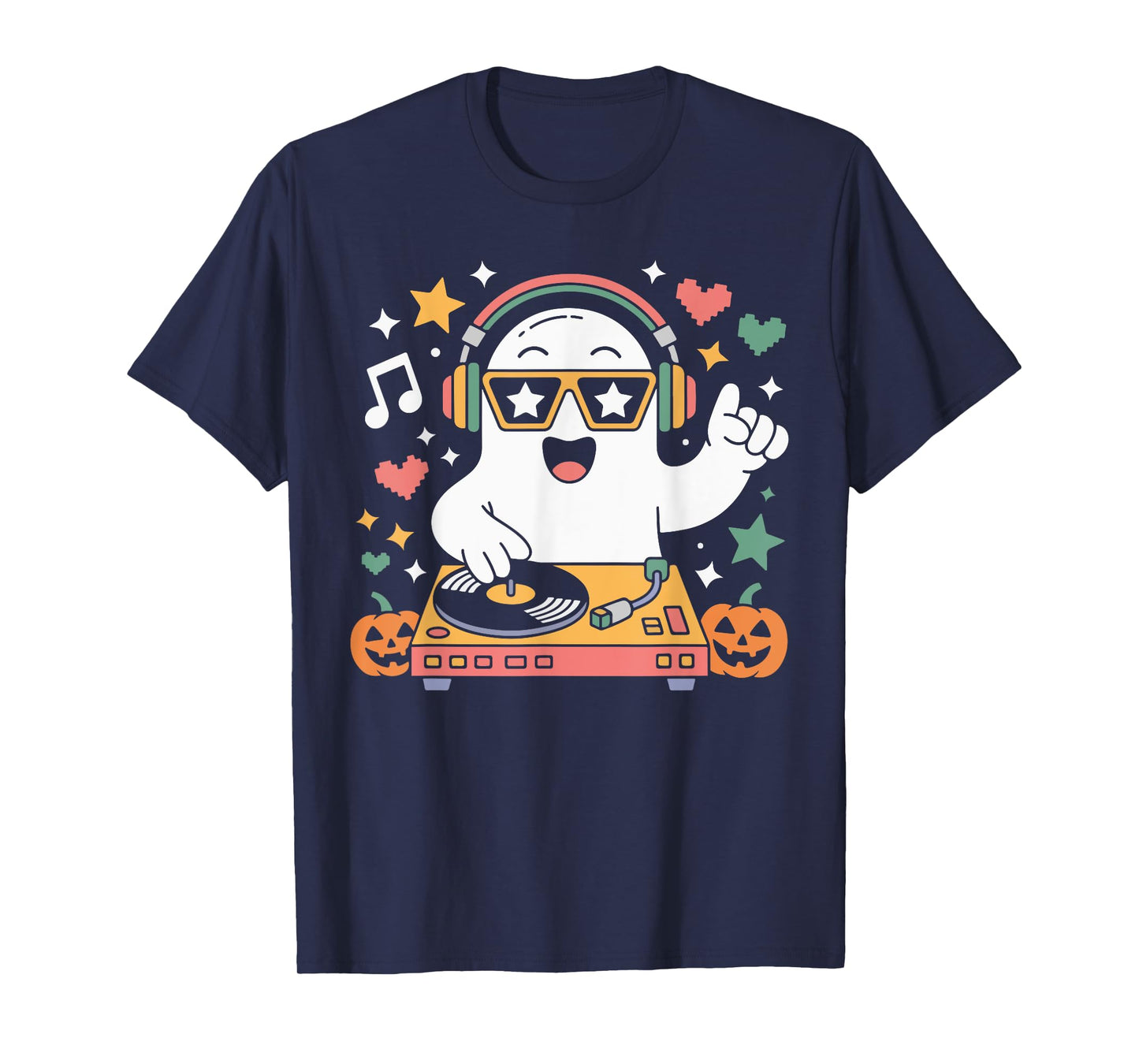 Humor Halloween Ghost DJ with Turntable Music Costume T-Shirt