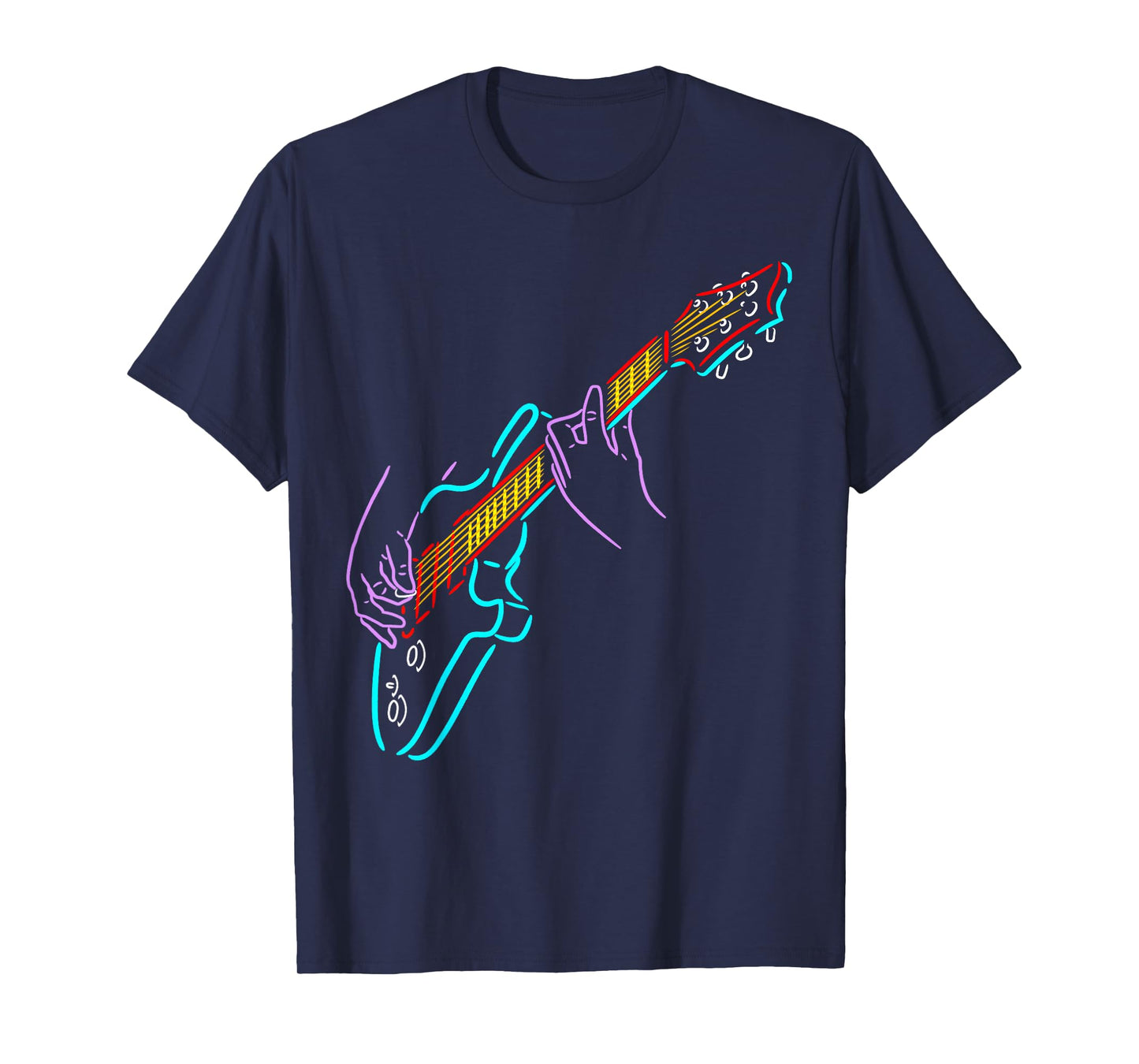 Colorful Bass Guitarist's Hands Rock and Roll Guitar Player T-Shirt