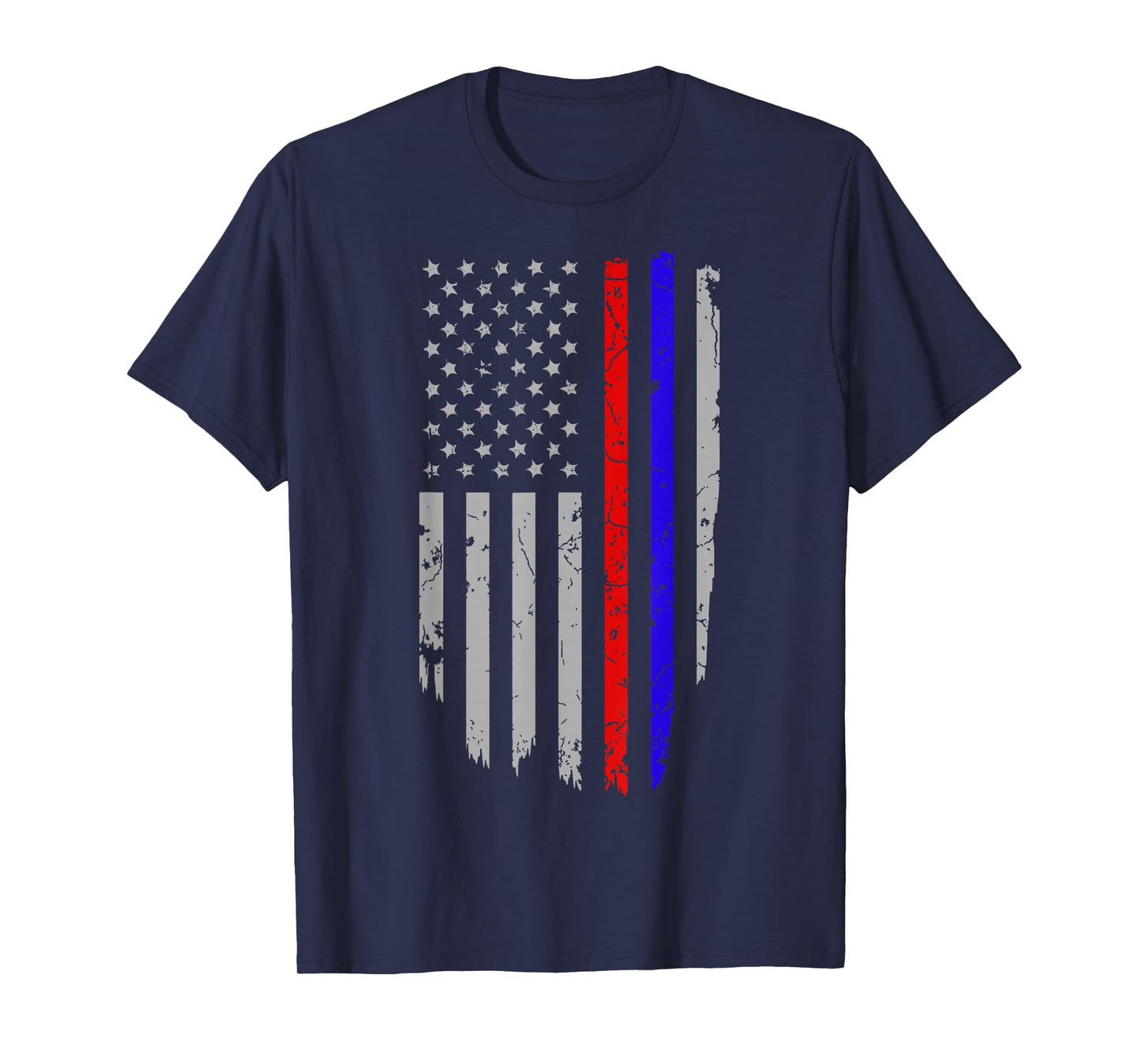 American Flag Red Blue Thin Line Apparel Firefighter Police T-Shirt