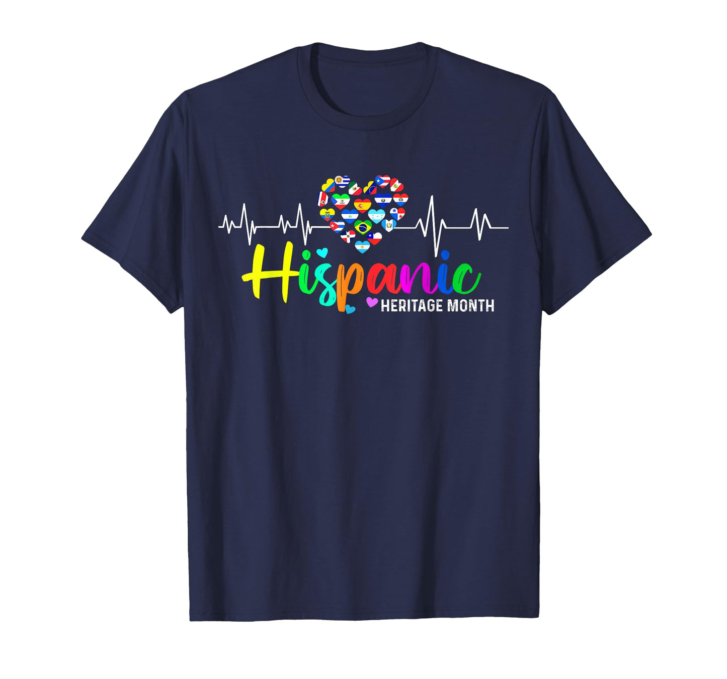 Hispanic Heritage Month Heartbeat Latin Flags Men T-Shirt