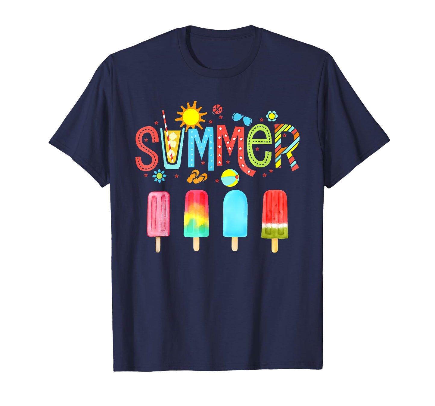 Hello Summer Vacation Ice Cream Popsicle Ice Lolly Gifts Men Women Girls Kids T-Shirt