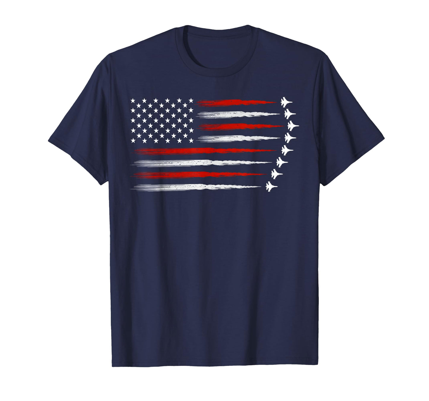 American Patriotic Fighter Jets USA Flag Waving 4th of July T-Shirt