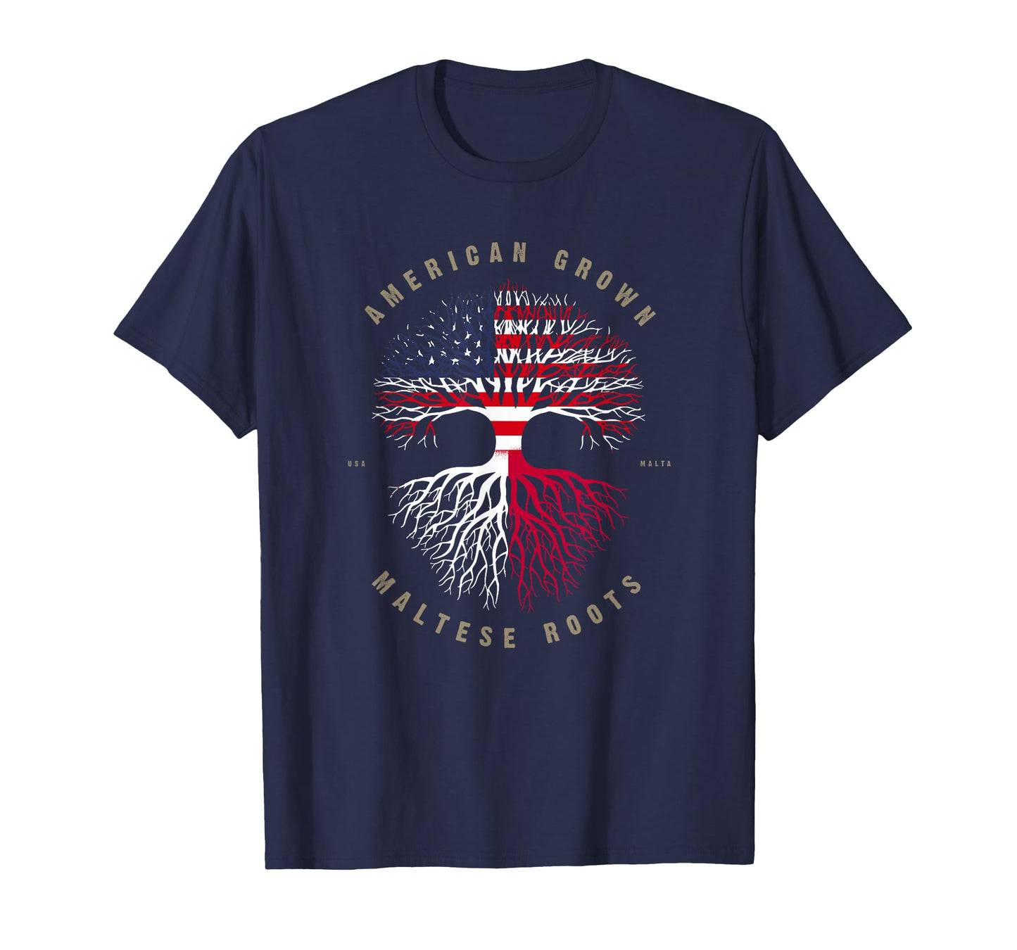 American Grown Maltese Roots Malta Flag T-Shirt T-Shirt