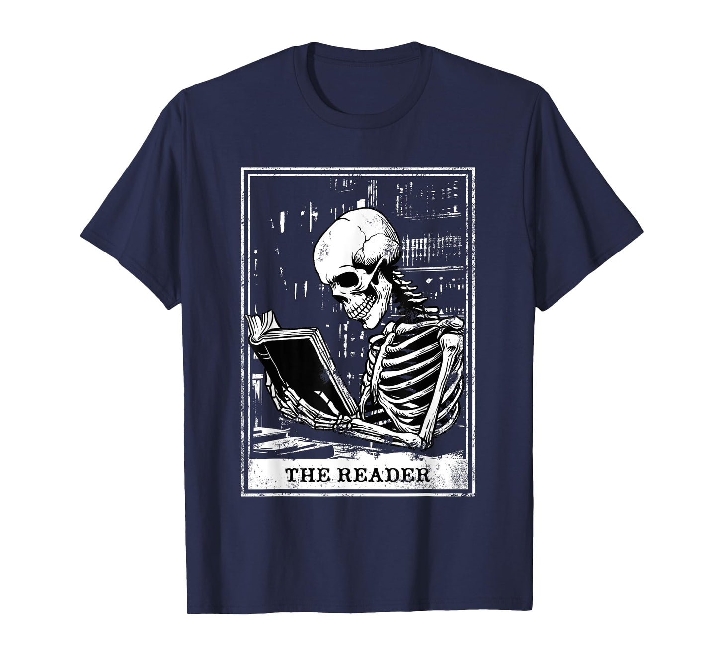 Tarot Card Shirt The Reader Tarot Skeleton Reading Book T-Shirt