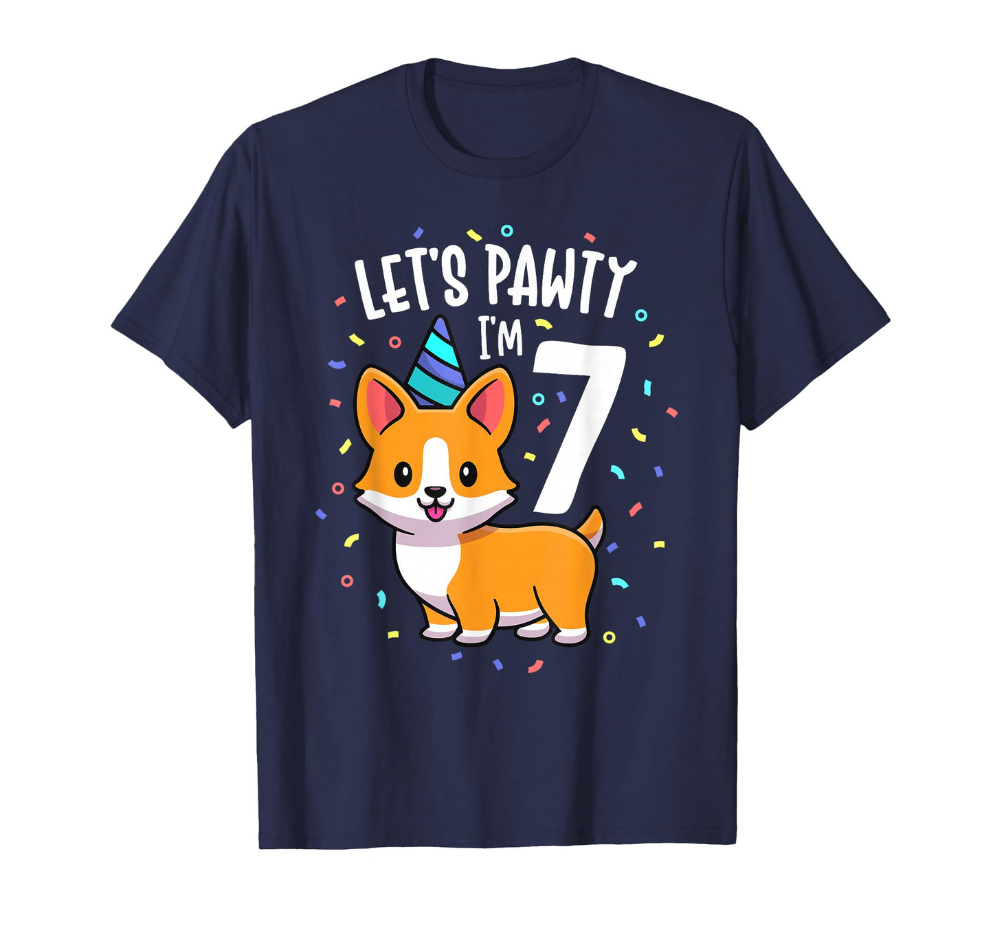 7 Years Old Corgi Dog Lover 7th Birthday Party Outfit Kid T-Shirt