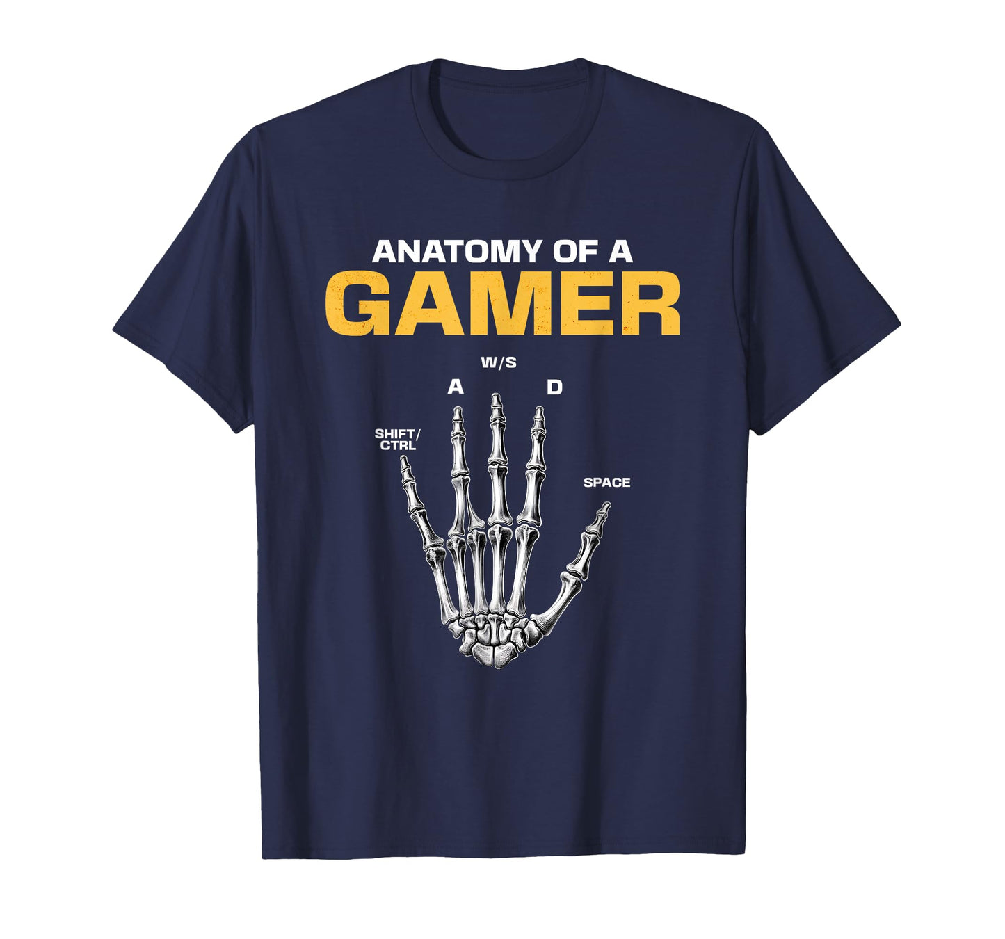Anatomy Of A Gamer Skeleton Hand Funny Video Gamer Men Boys T-Shirt