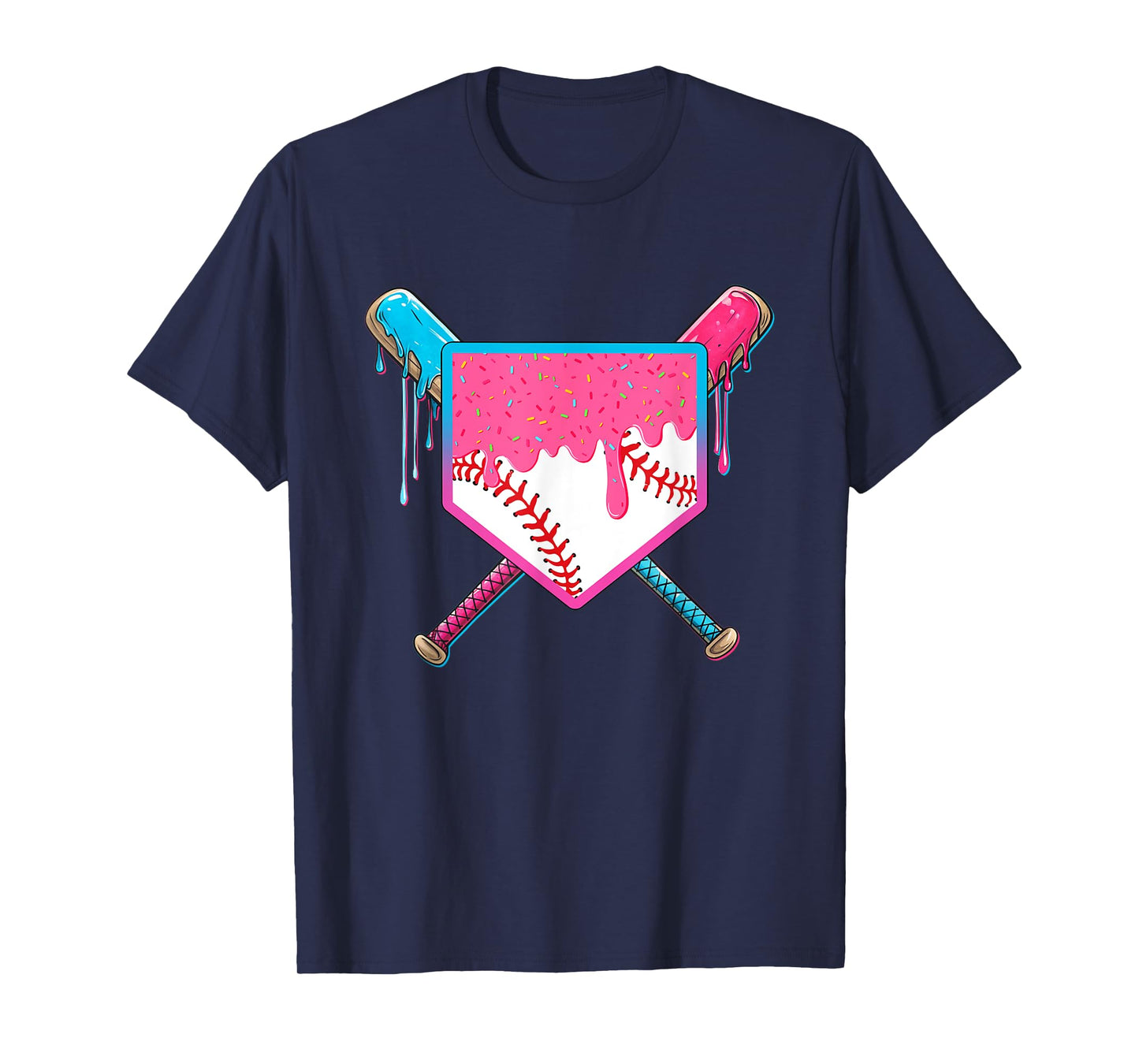 Baseball Bat Home Plate Drip Game Day Baseball Boy Girl Kid T-Shirt