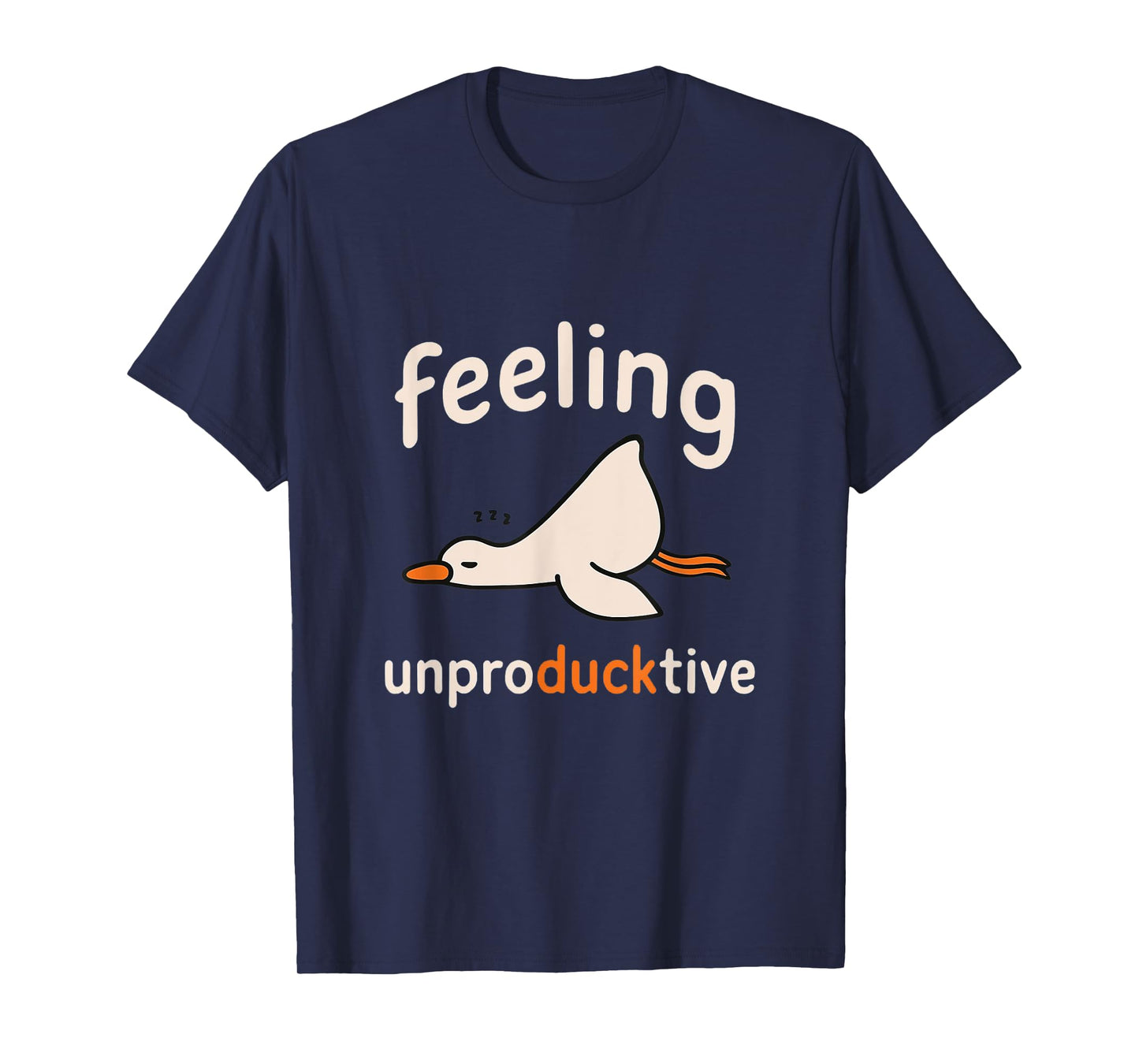 Humorous Funny Cartoon Duck Feeling Unproductive Humor T-Shirt