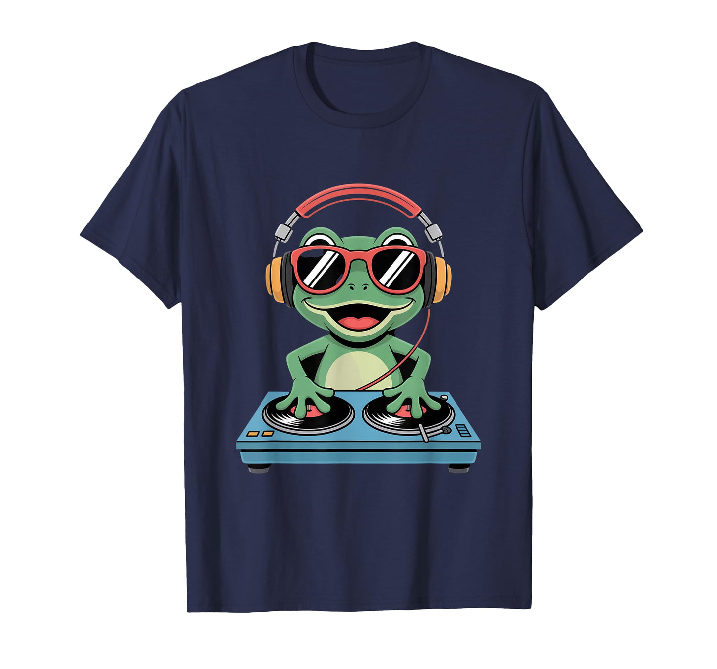 DJ Animal Frog Headphones Turntables T-Shirt