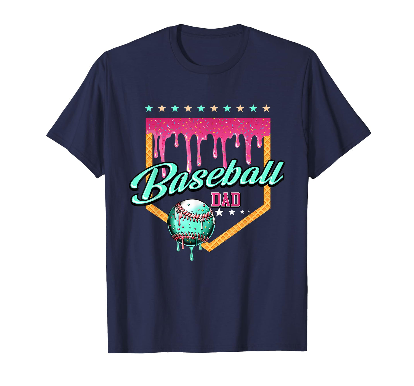 Baseball Dad Drip Home Plate Dripping Ice Cream T-Shirt