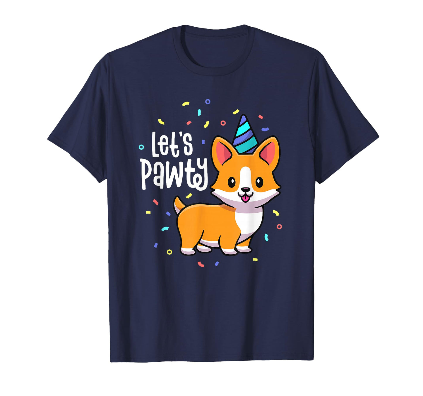 Lets Pawty Birthday Corgi Outfit Kid Dog Themed Party T-Shirt
