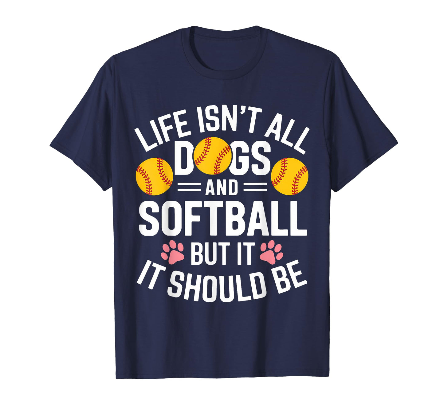 Dogs And Softball Funny Softball T-Shirt