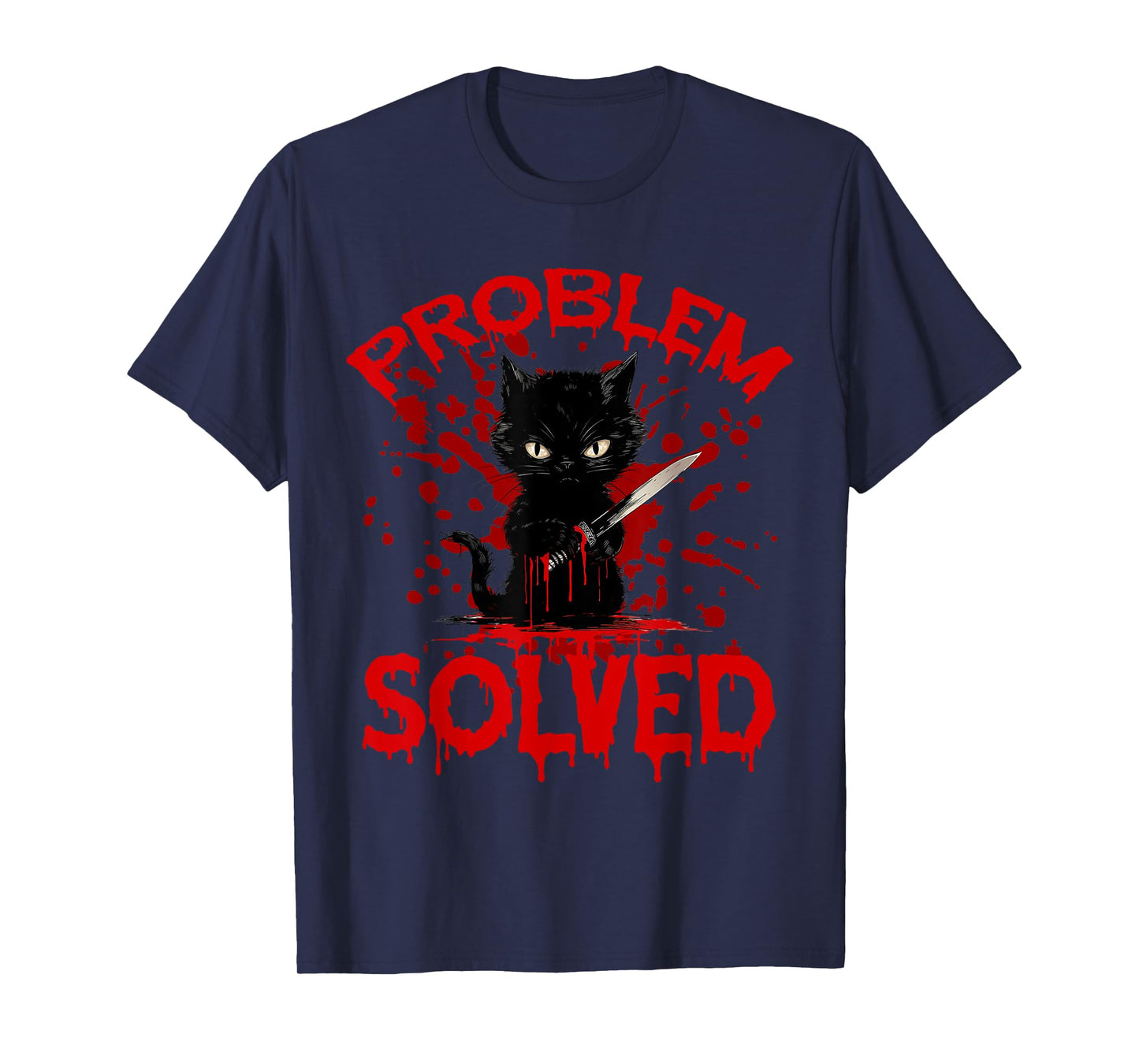 Problem Solved Black cat T-Shirt for Men Women