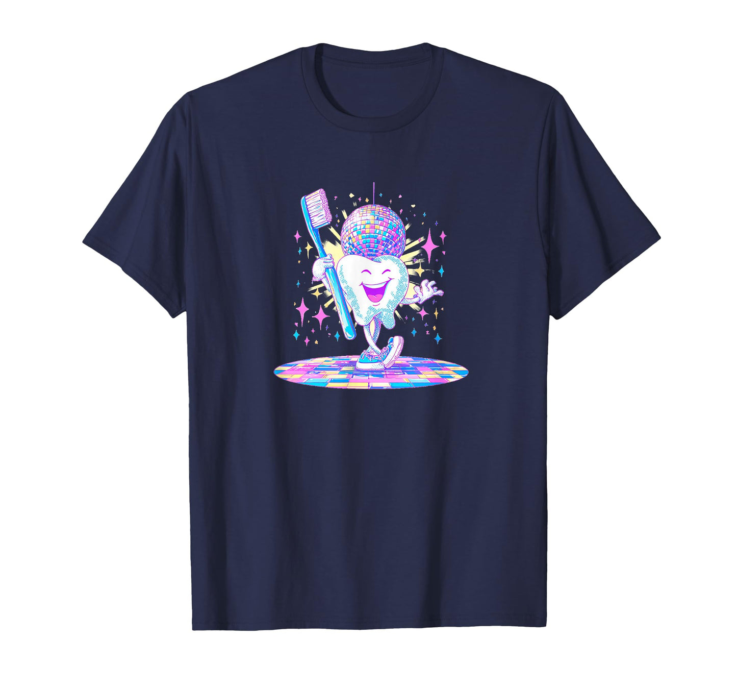 Nice Toothbrush in Retro Disco with Tooth Graphic T-Shirt