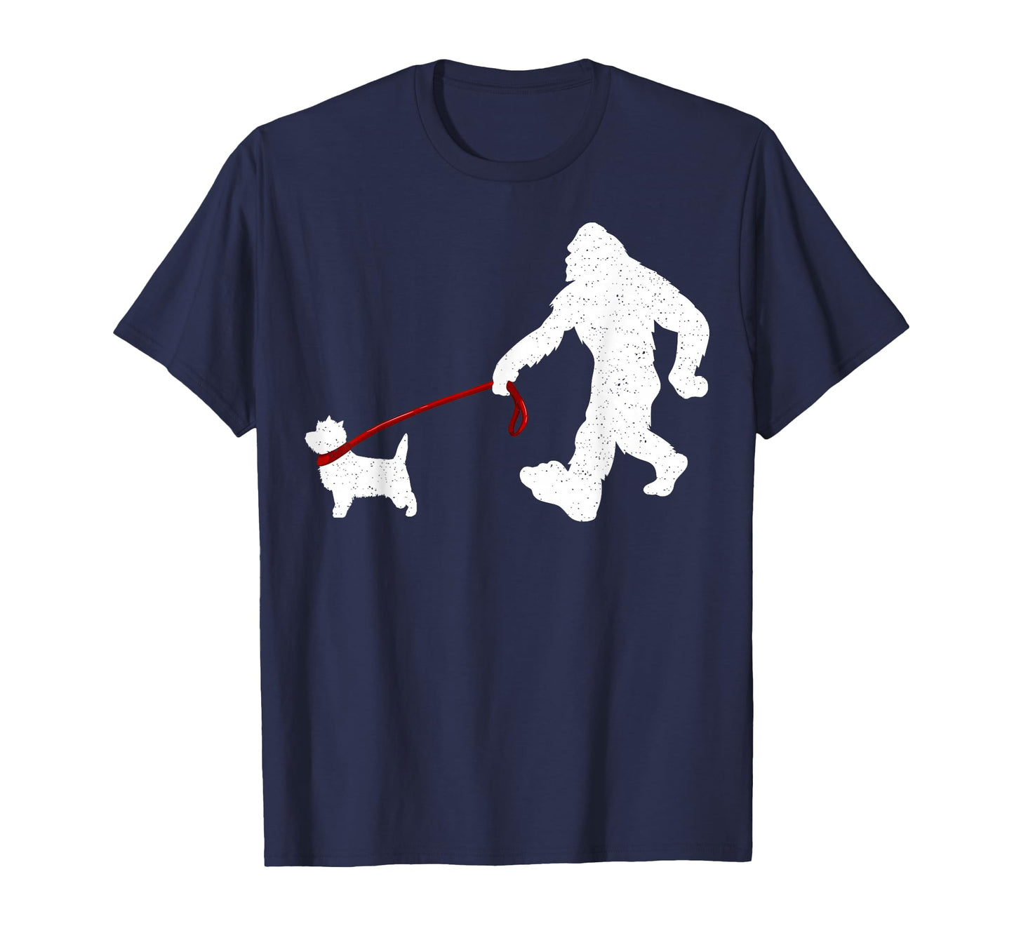 Funny Bigfoot Walking With Cairn Terrier Dog Gifts T-Shirt