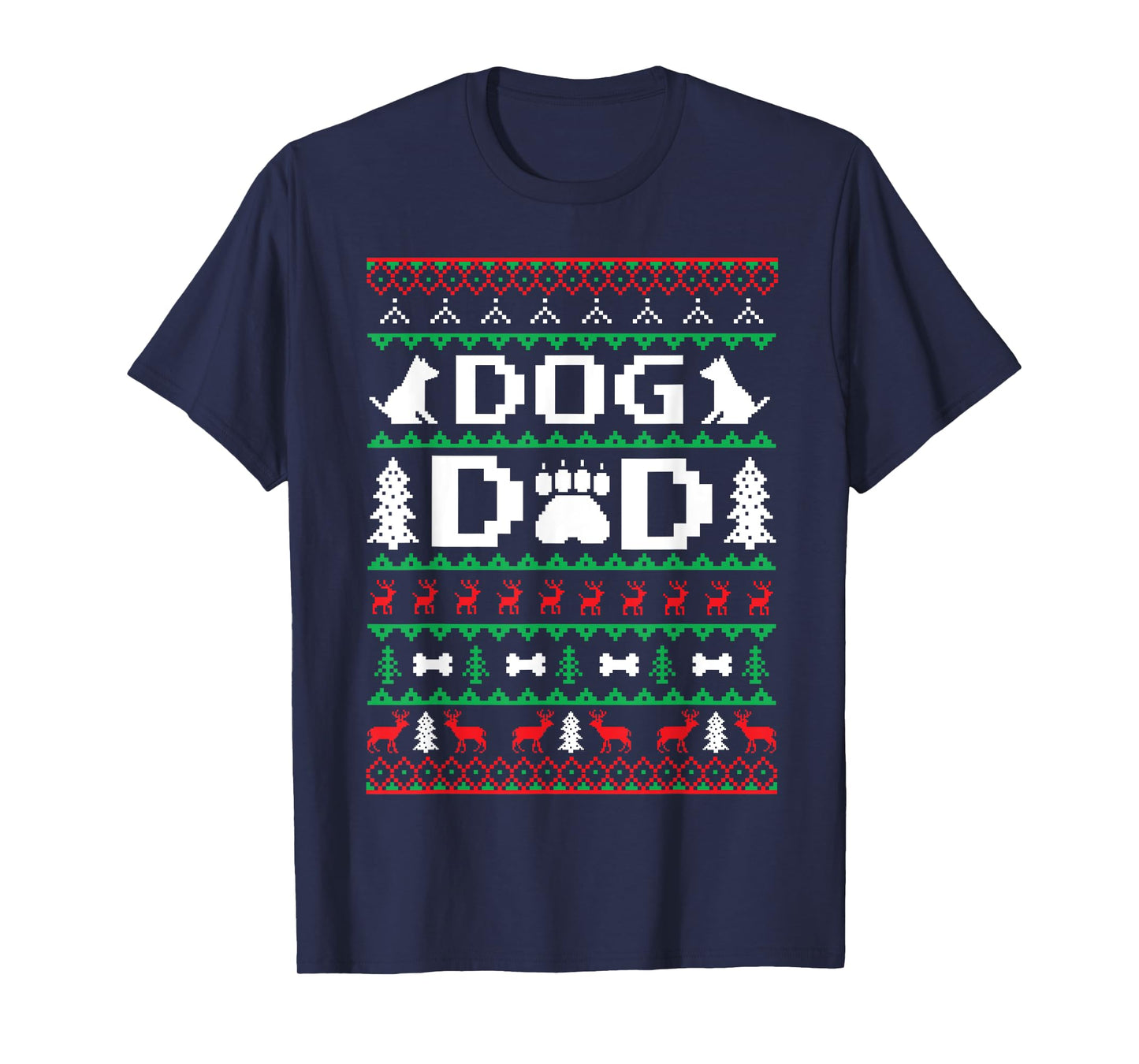 Christmas Dog Dad Shirt for Men Ugly T-Shirt