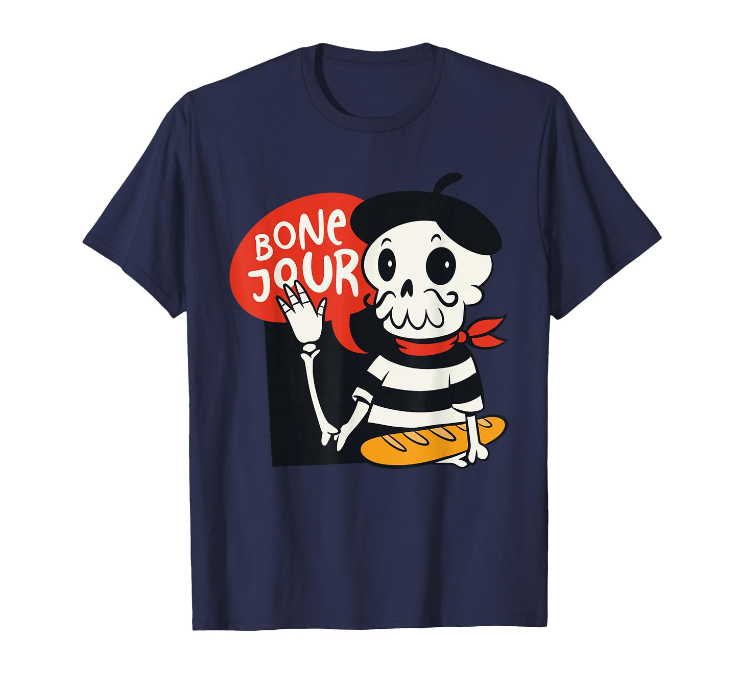 French Halloween Shirt Bone-Jour Shirt Halloween Skeleton T-Shirt