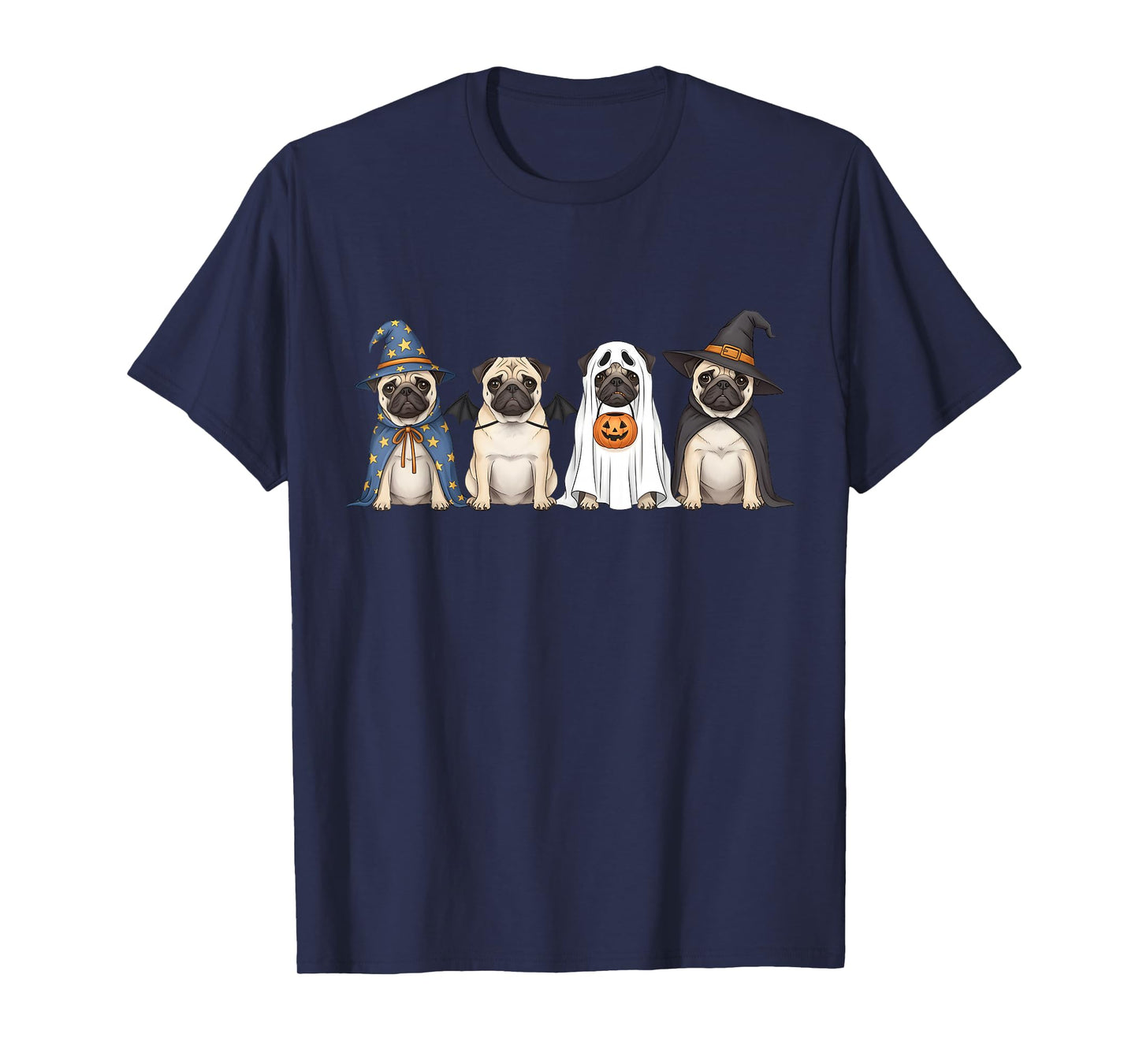 Pug Dog Witch Ghost Boo Costume Halloween Women Men Kid T-Shirt