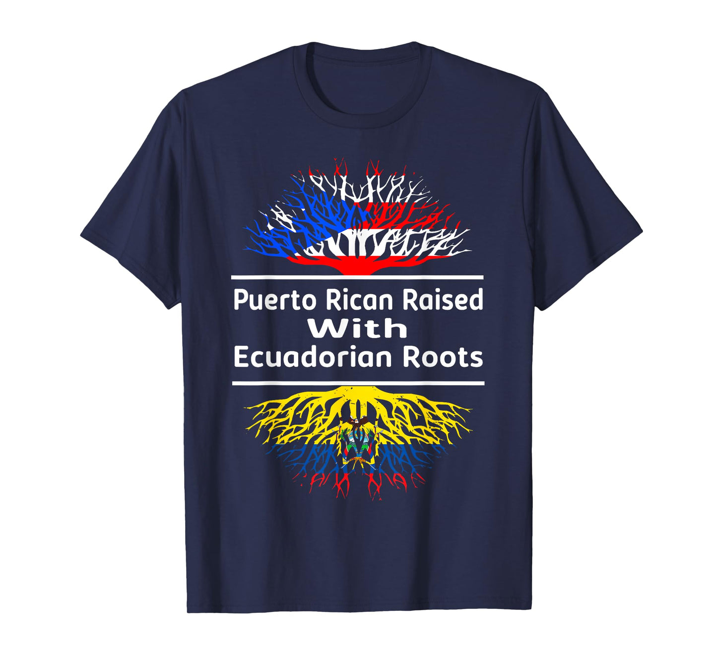 Half Ecuadorian Half Puerto Rican Rico Ecuador Flag Roots T-Shirt