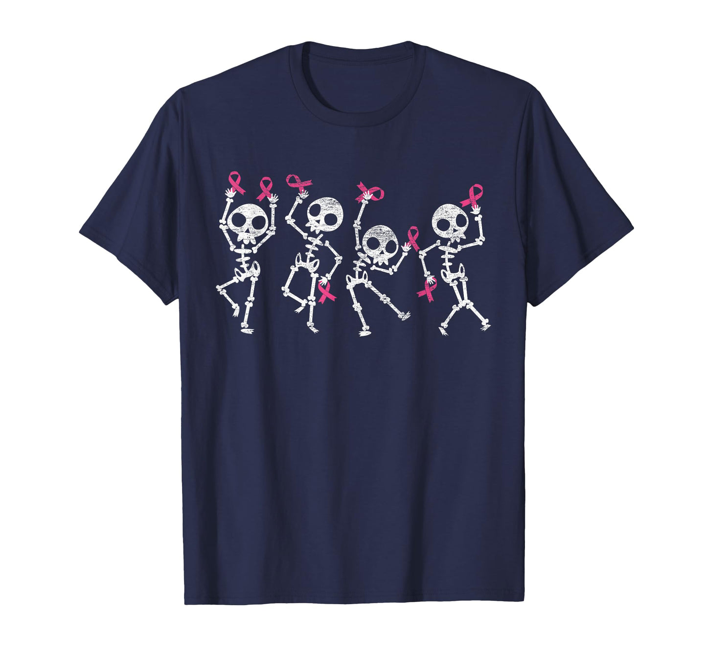 Pink Ribbon Breast Cancer Awareness Skeleton Women Men Kids T-Shirt