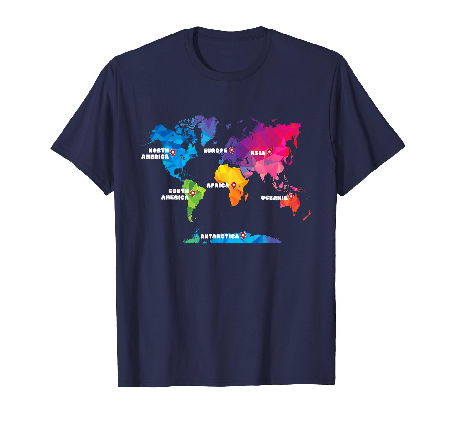 Colorful Map Earth Countries Continent Geography World Map T-Shirt
