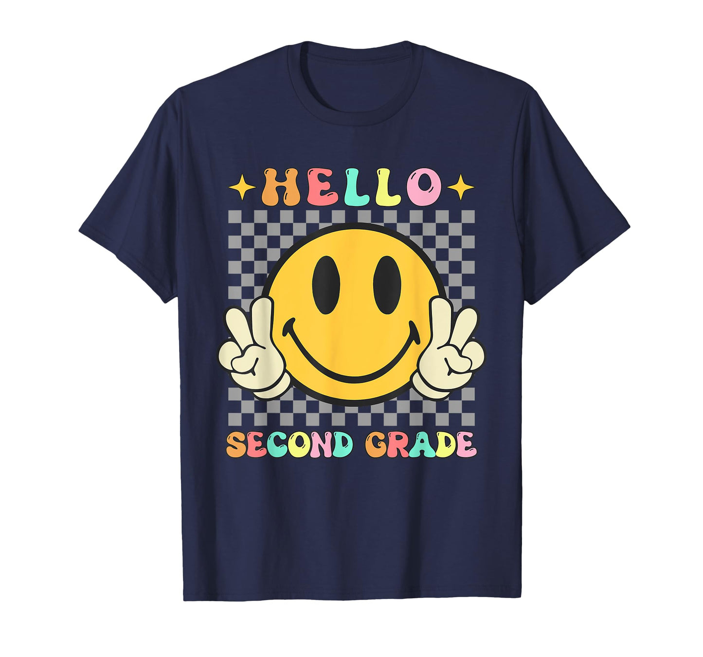 Retro Groovy 2nd Grade Back to School Hello Second Grade T-Shirt