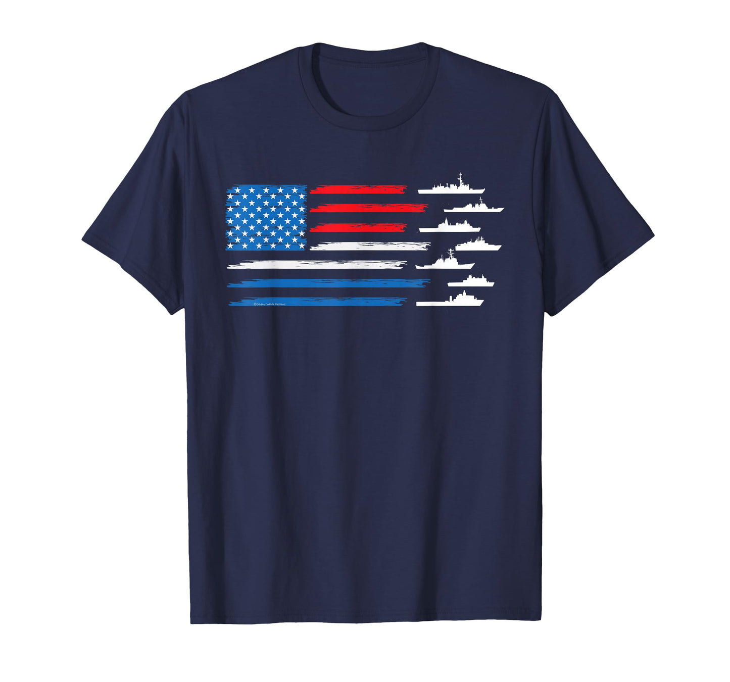 Patriotic Red White Blue USA Flag Military Ships 4th of July T-Shirt