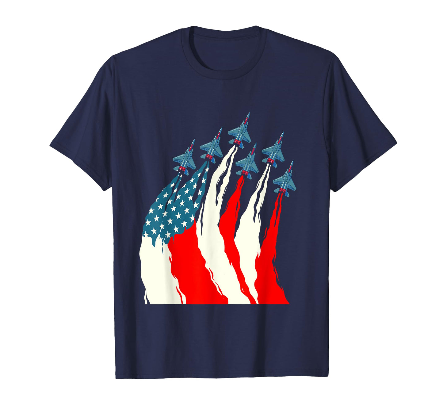 Patriotic USA Flag Fighter Jets - Airline Pilot Aviation T-Shirt
