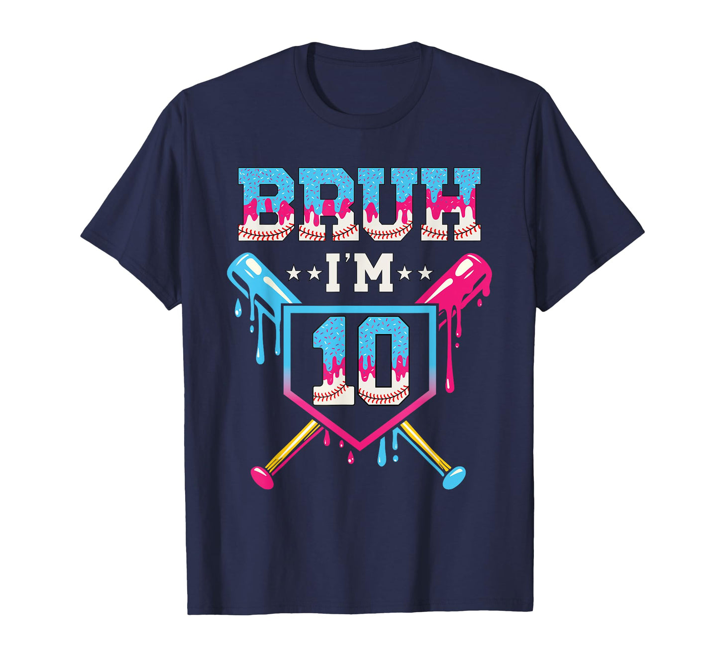 Bruh Baseball 10 Year Old Ice Cream 10th Birthday Boy T-Shirt