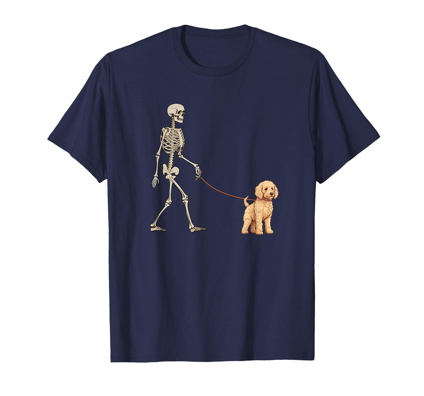 Funny Goldendoodle Skeleton Dog Walking Halloween Dog T-Shirt