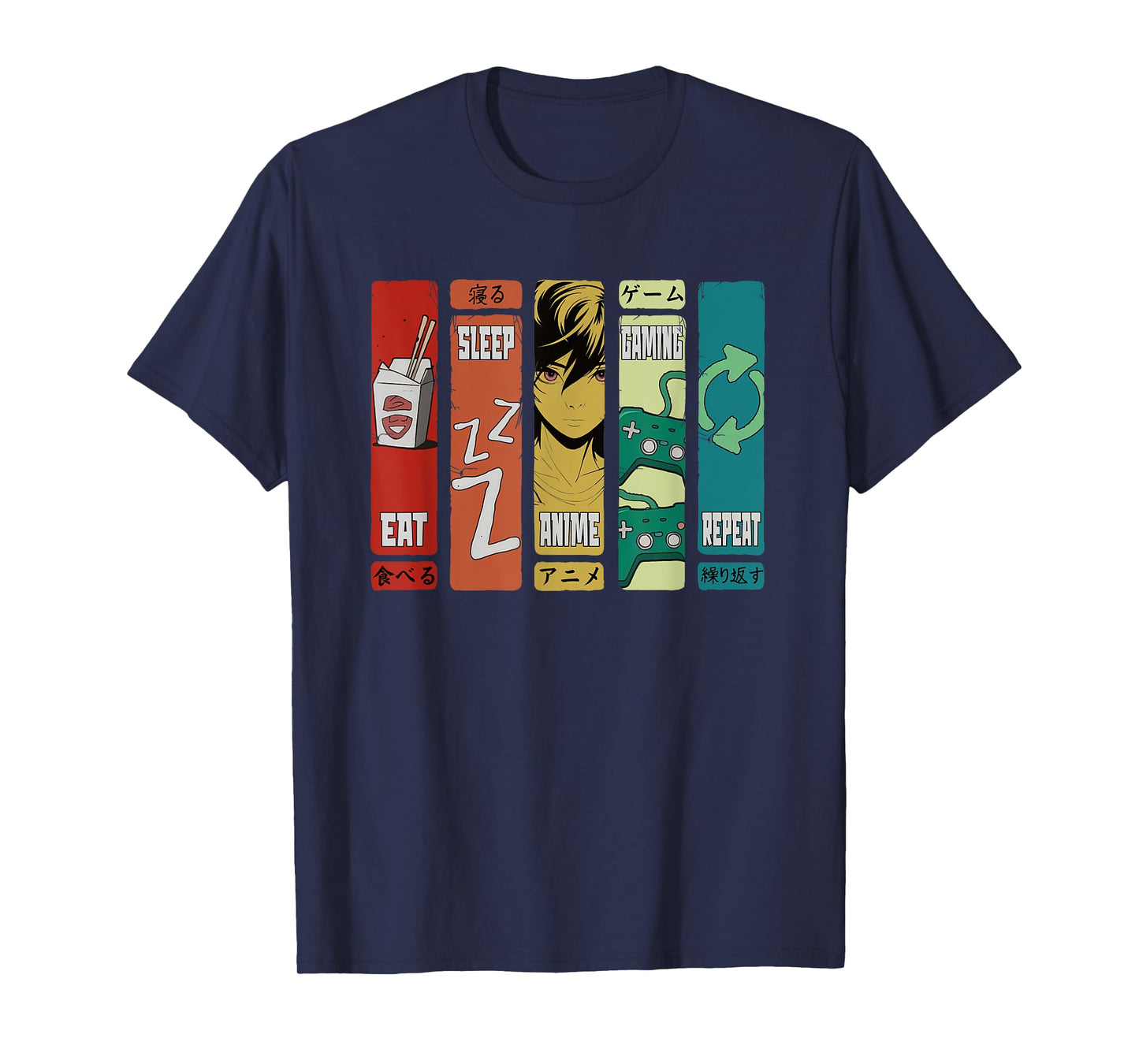 Eat Sleep Anime Gaming Repeat Funny Kawaii Anime Manga T-Shirt