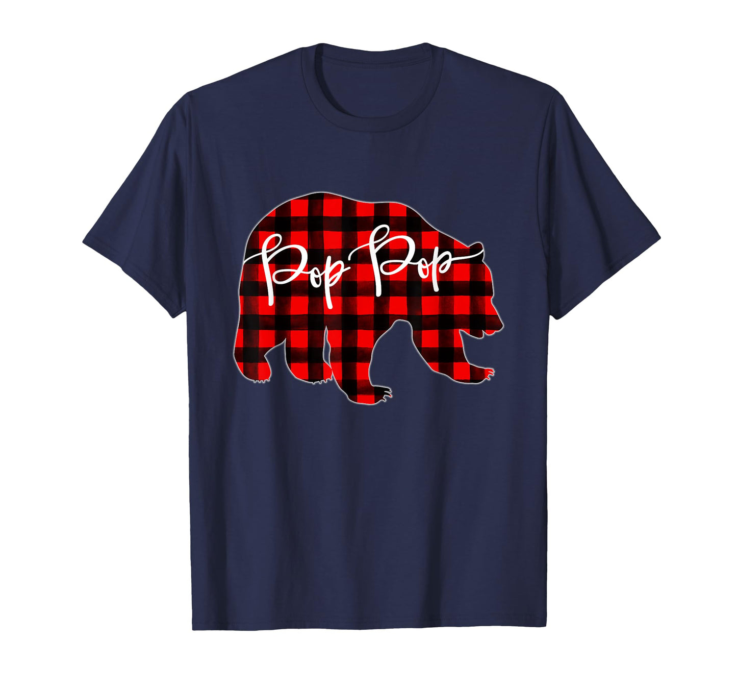 Red Plaid Pop Pop Bear Matching Family Christmas Eve Buffalo T-Shirt