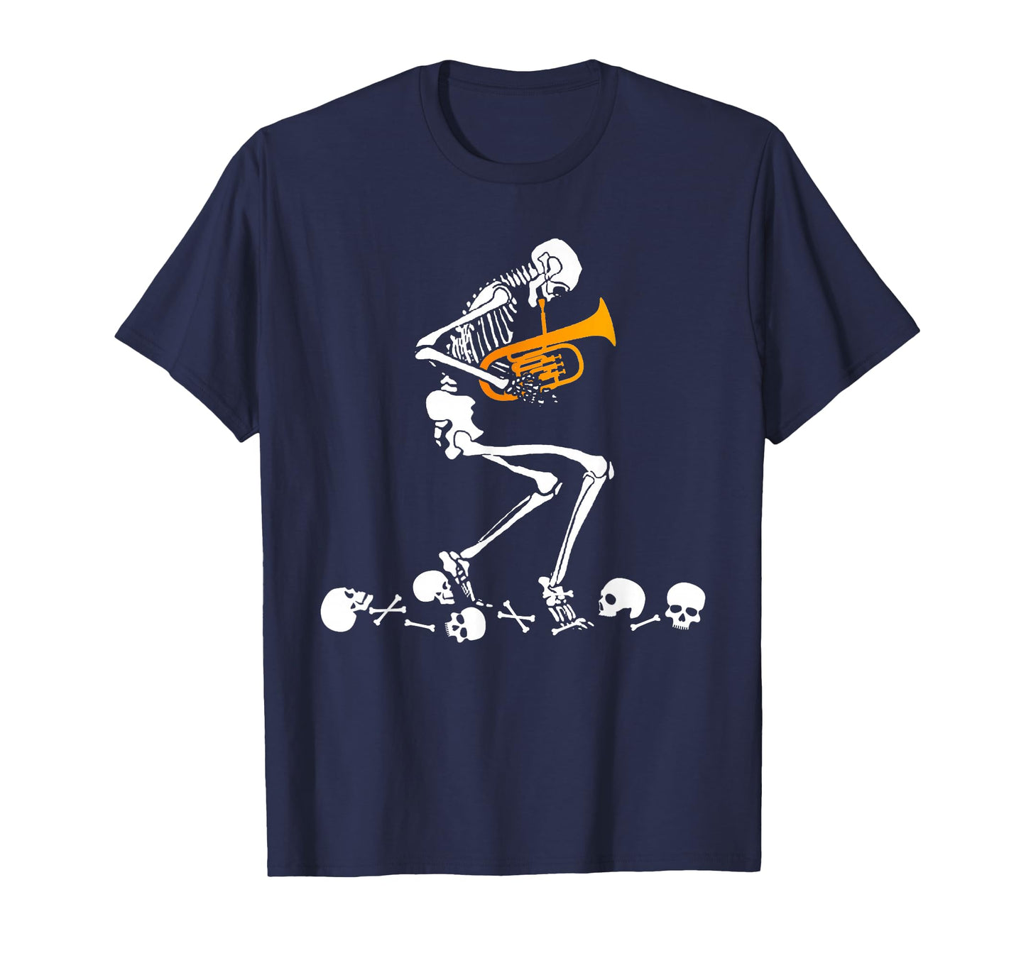 Skeleton Playing Tuba Instruments Musician Halloween T-Shirt