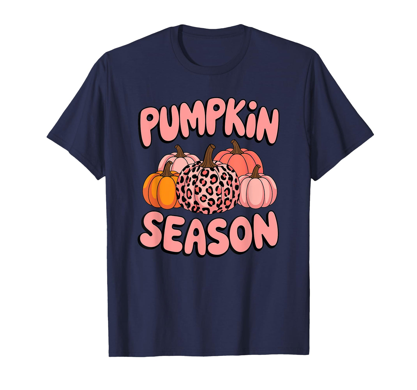 Pumpkin Season Halloween Pink Pumpkin Leopard Cheetah Print T-Shirt