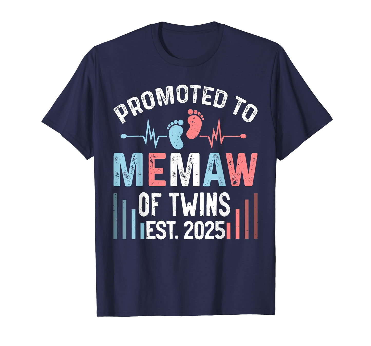 Promoted To Memaw Of Twins Est 2025 Twin Baby Shower T-Shirt
