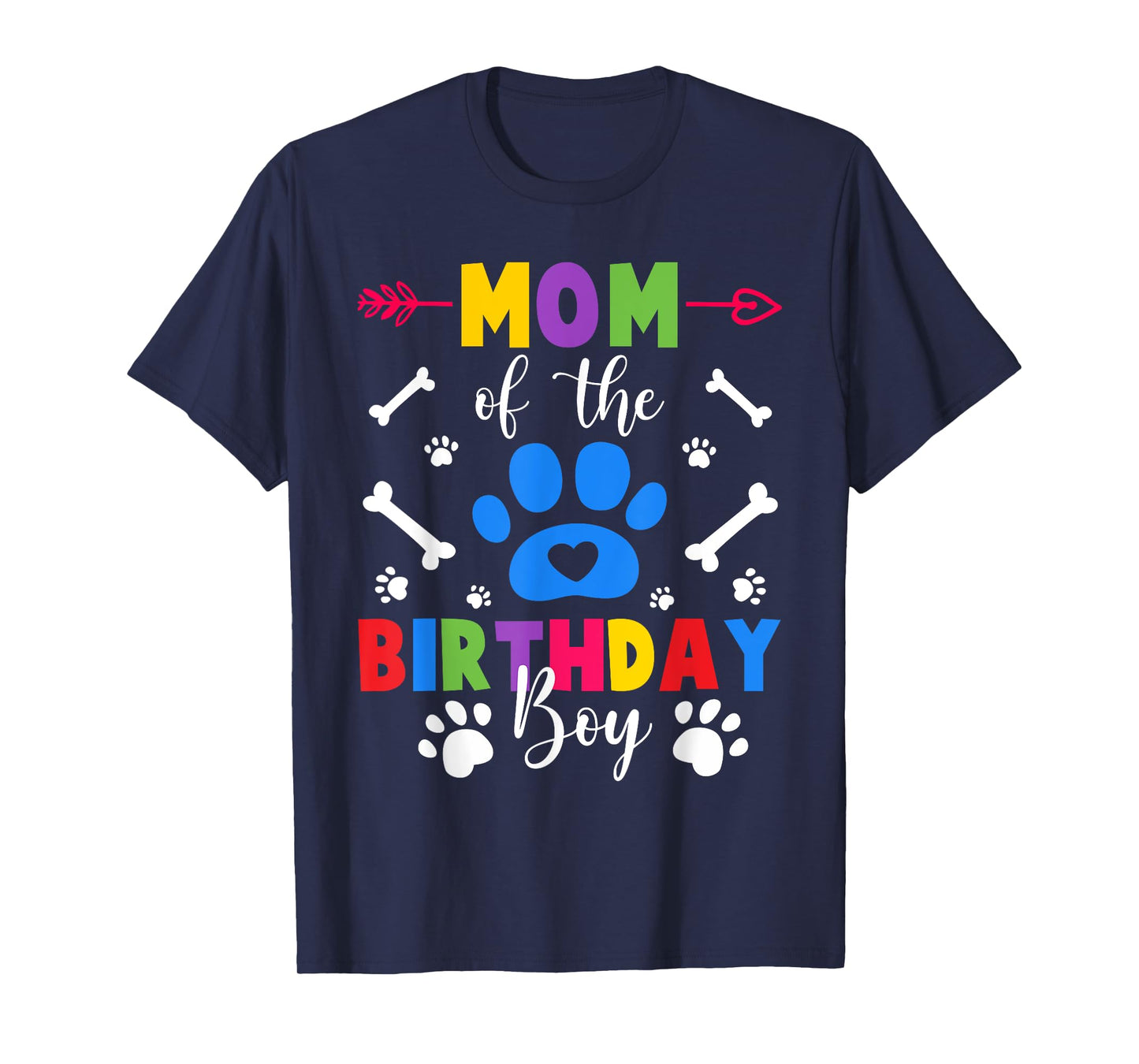 Mom And Dad Mom Of The Birthday Boy Dog Paw Family Matching T-Shirt