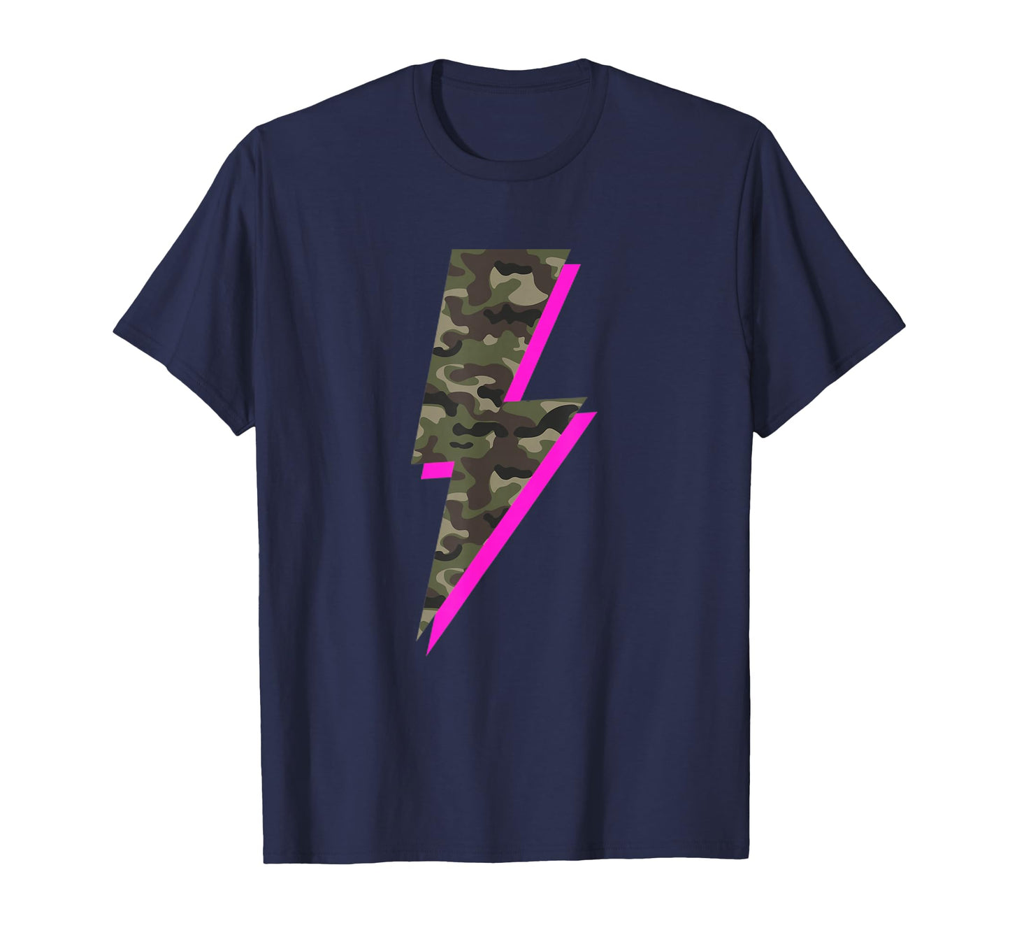 Lightning Bolt Camo Hot Pink Camouflage Graphic Print T-Shirt