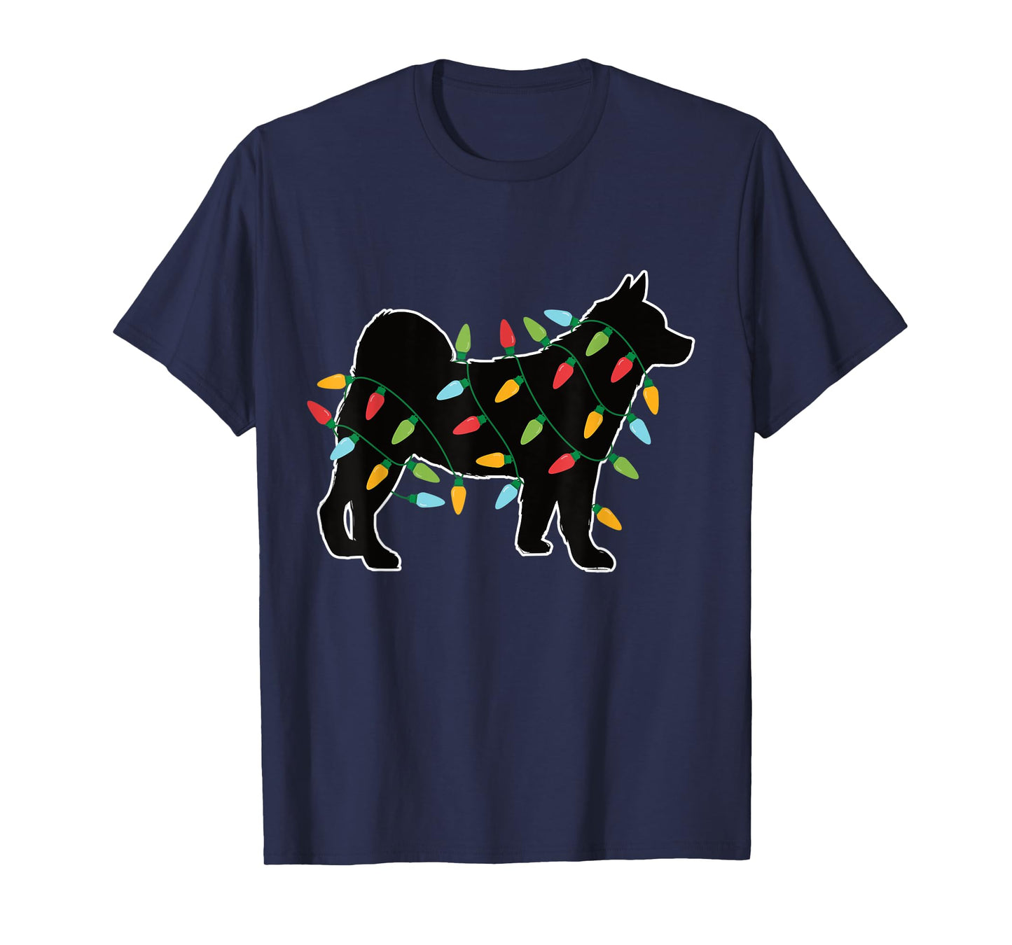 Akita Christmas Lights Christmas Gift for Dog Lover Akita T-Shirt