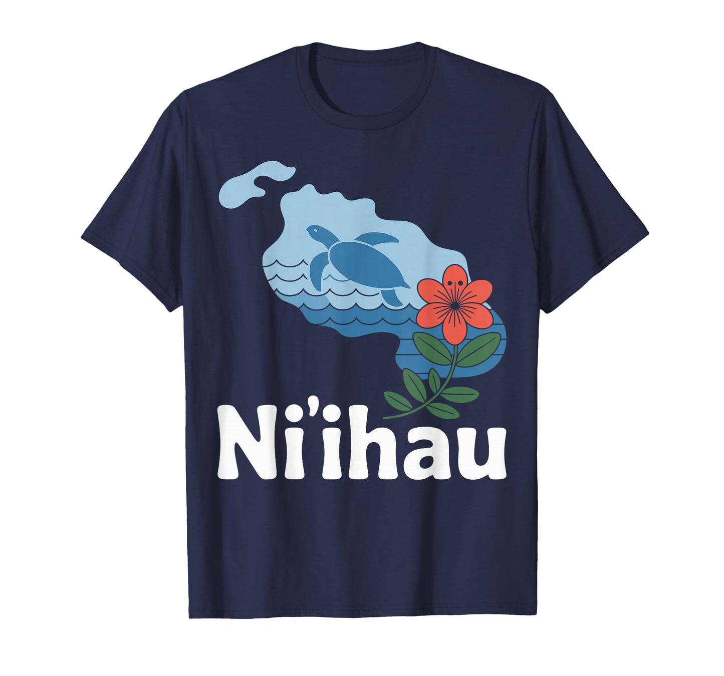 Niihau Hawaii Sea Turtle Island Flower Souvenir T-Shirt