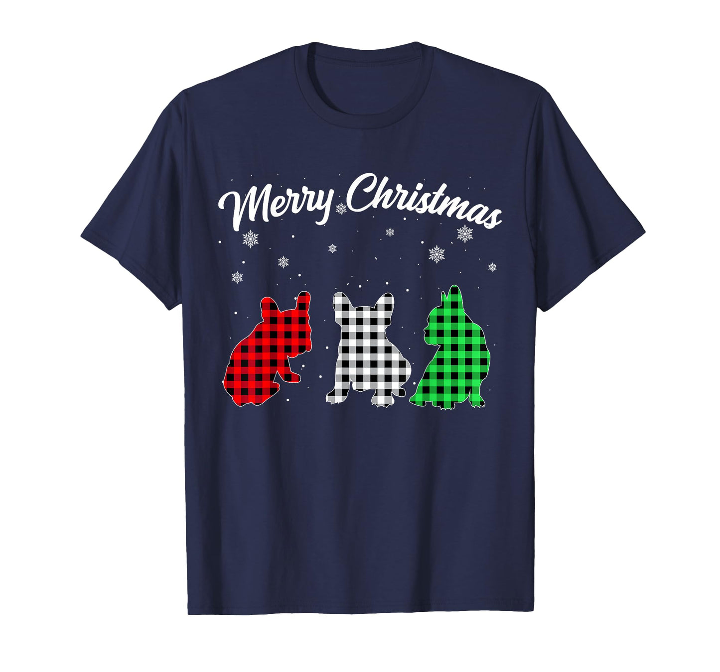 French Bulldog Dog Christmas Plaid Pajama Frenchie Gifts T-Shirt for Men Women Kids