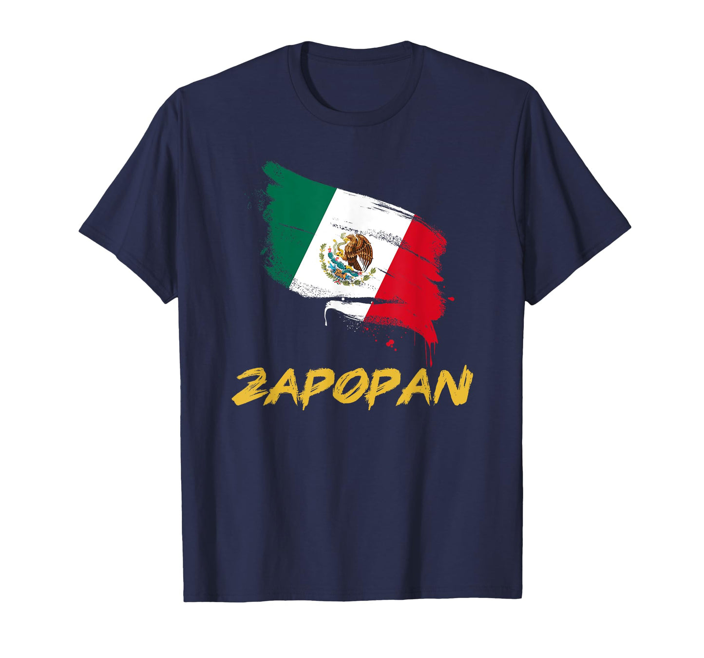 Zapopan Mexico MX Mexican Heritage Flag Paint Stroke T-Shirt