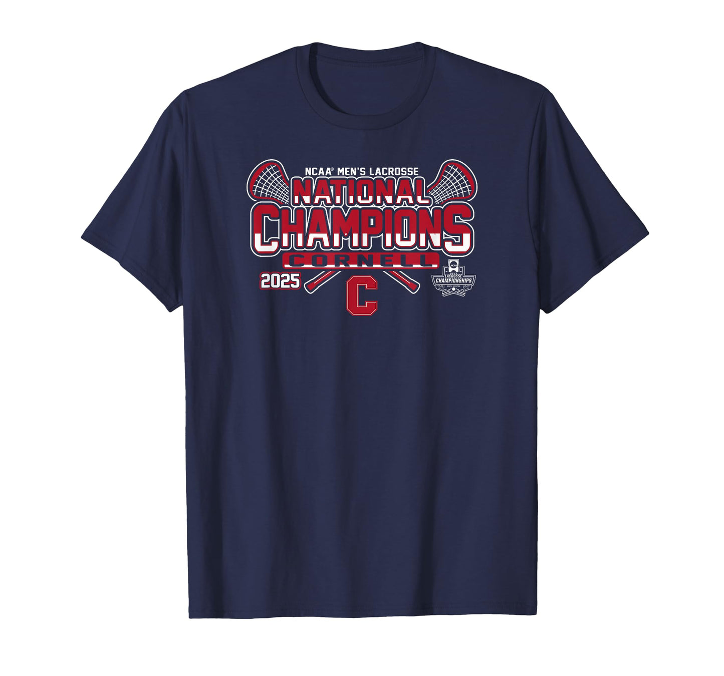 Cornell Big Red Men's Lacrosse National Champs 2025 Black T-Shirt