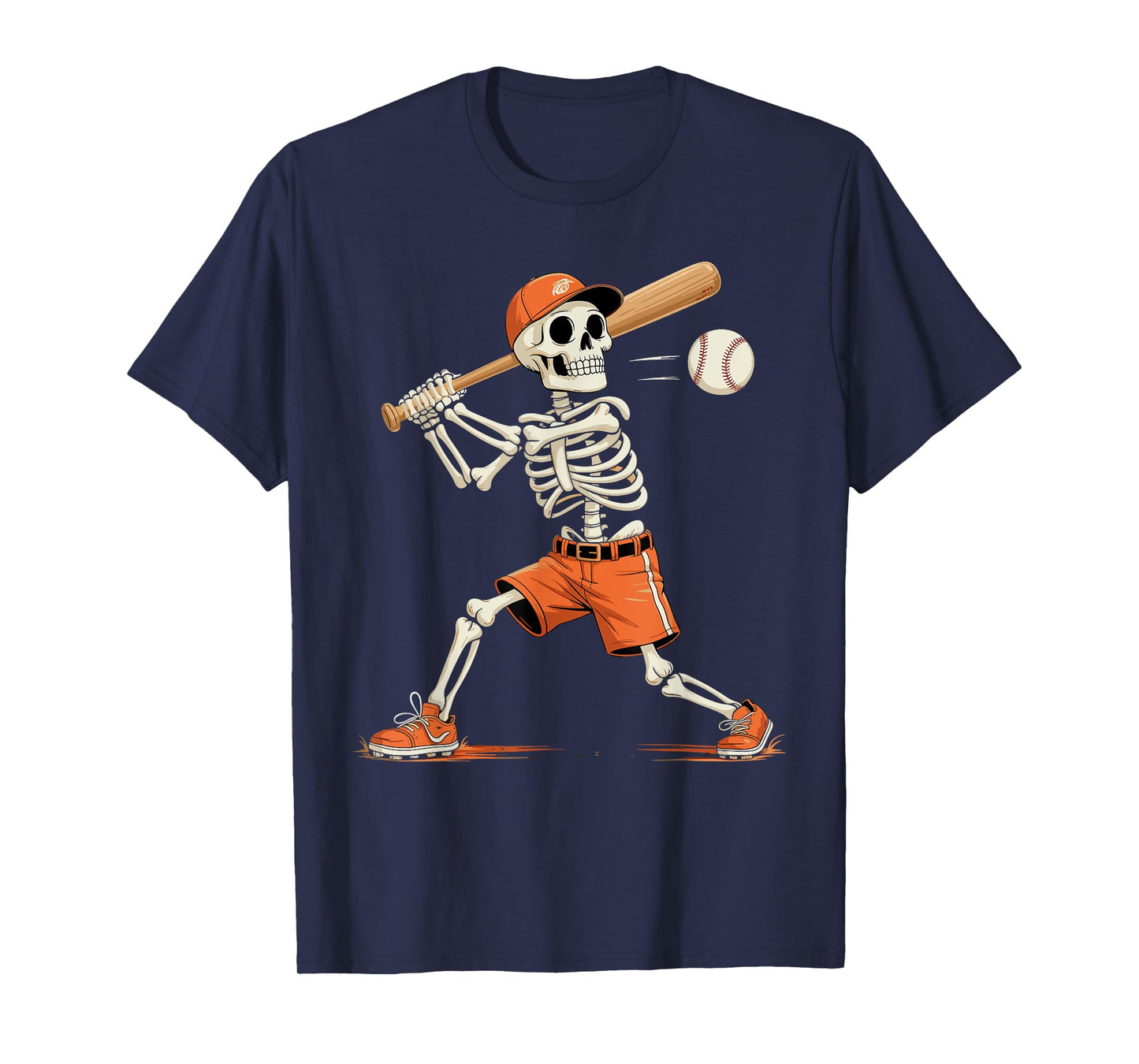 Skeleton Batting Baseball Halloween Funny Spooky Skeleton T-Shirt