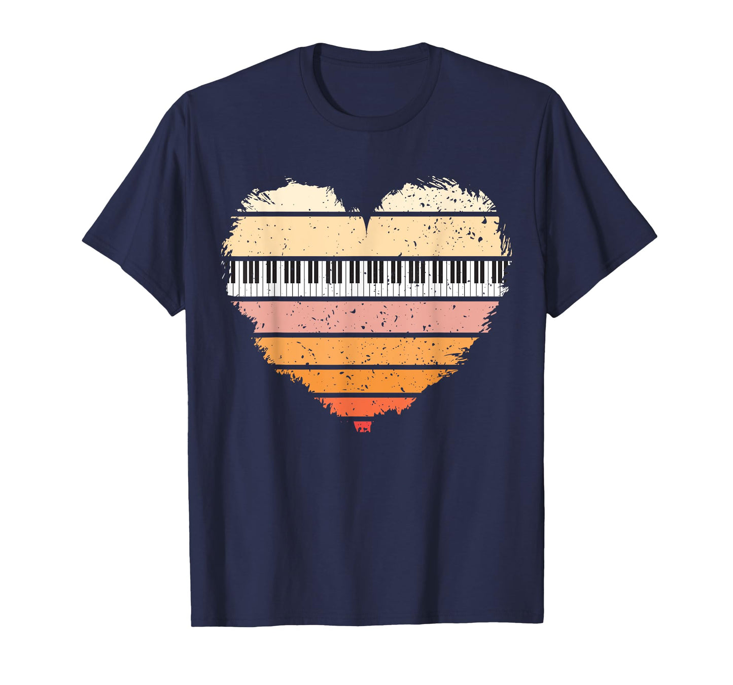 Piano Lover Pianist Piano Player Retro Sunset Heart Musician T-Shirt