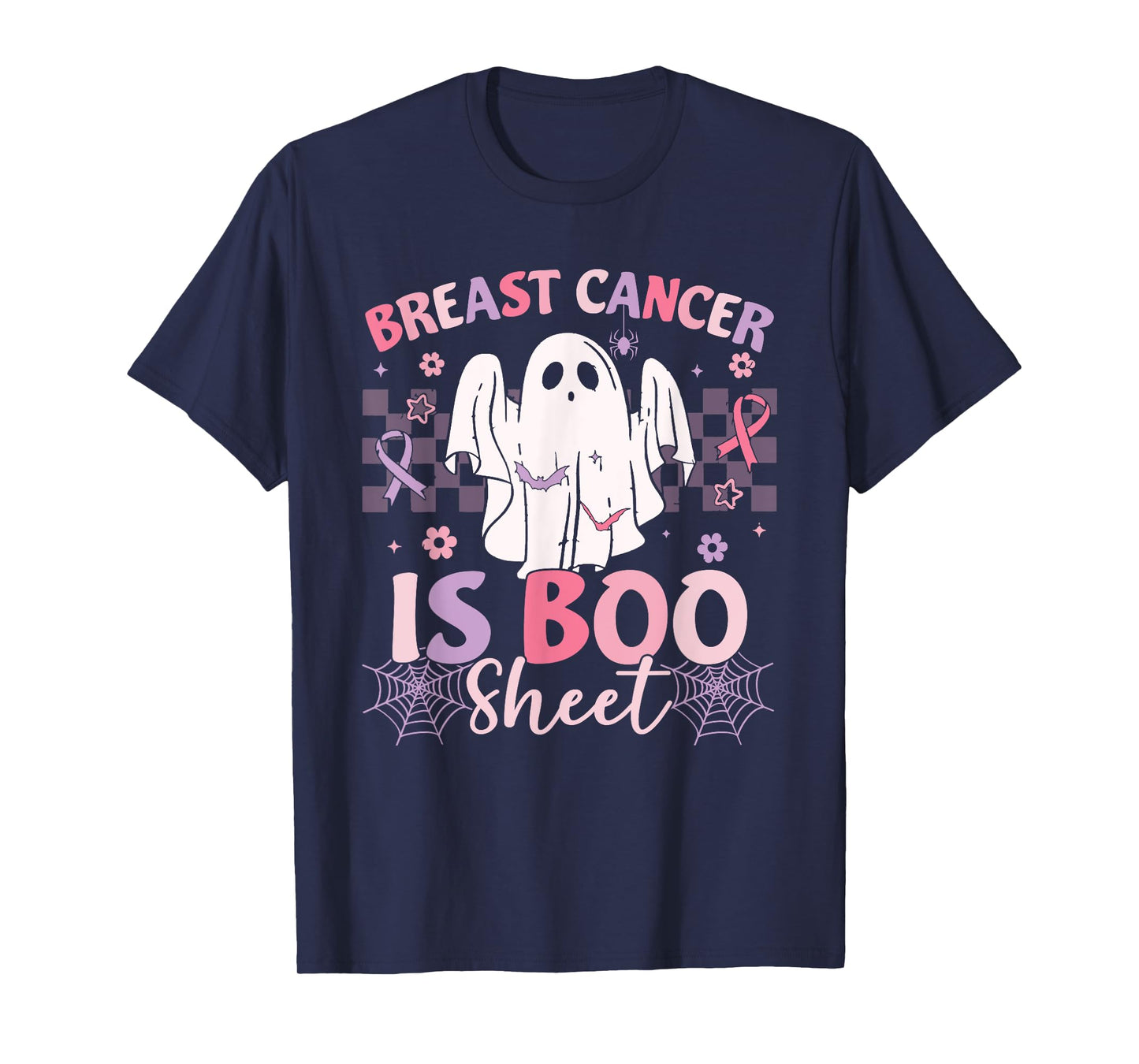 Groovy Breast Cancer Is Boo Sheet Halloween Breast Cancer T-Shirt