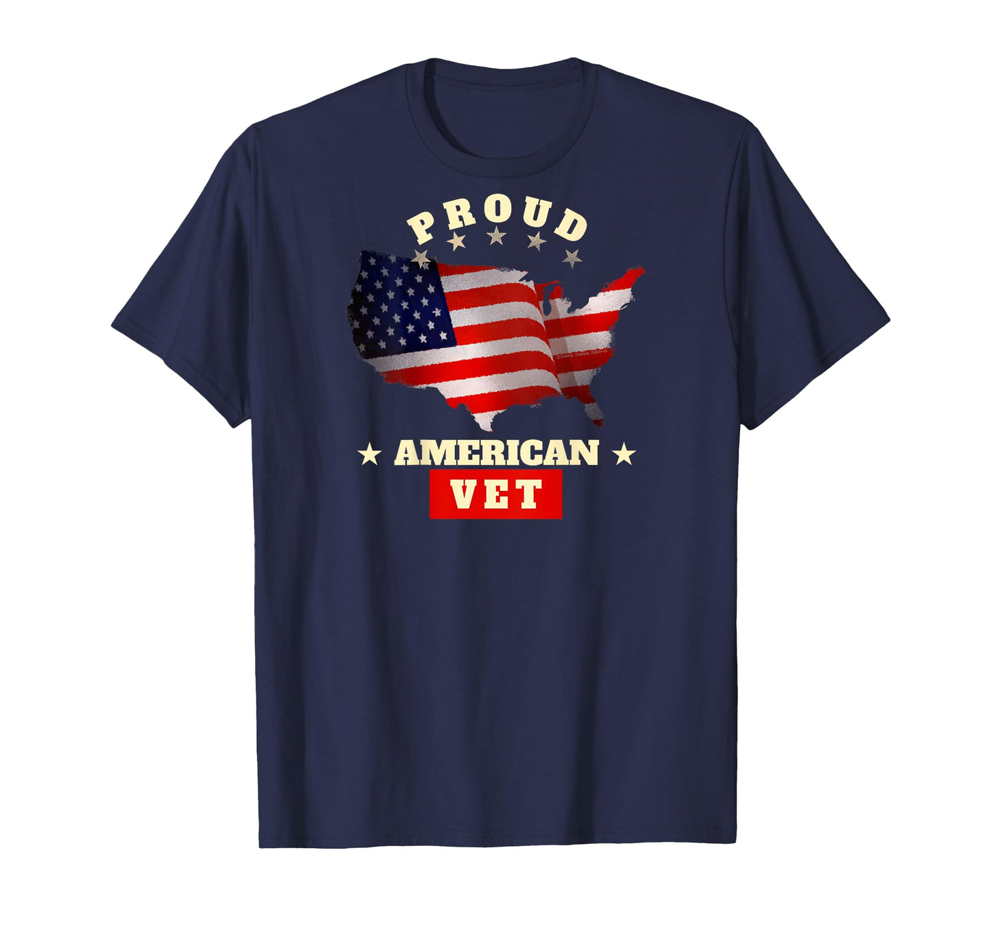 ON BACK - USA Flag Patriotic Proud American VET - Veterans T-Shirt