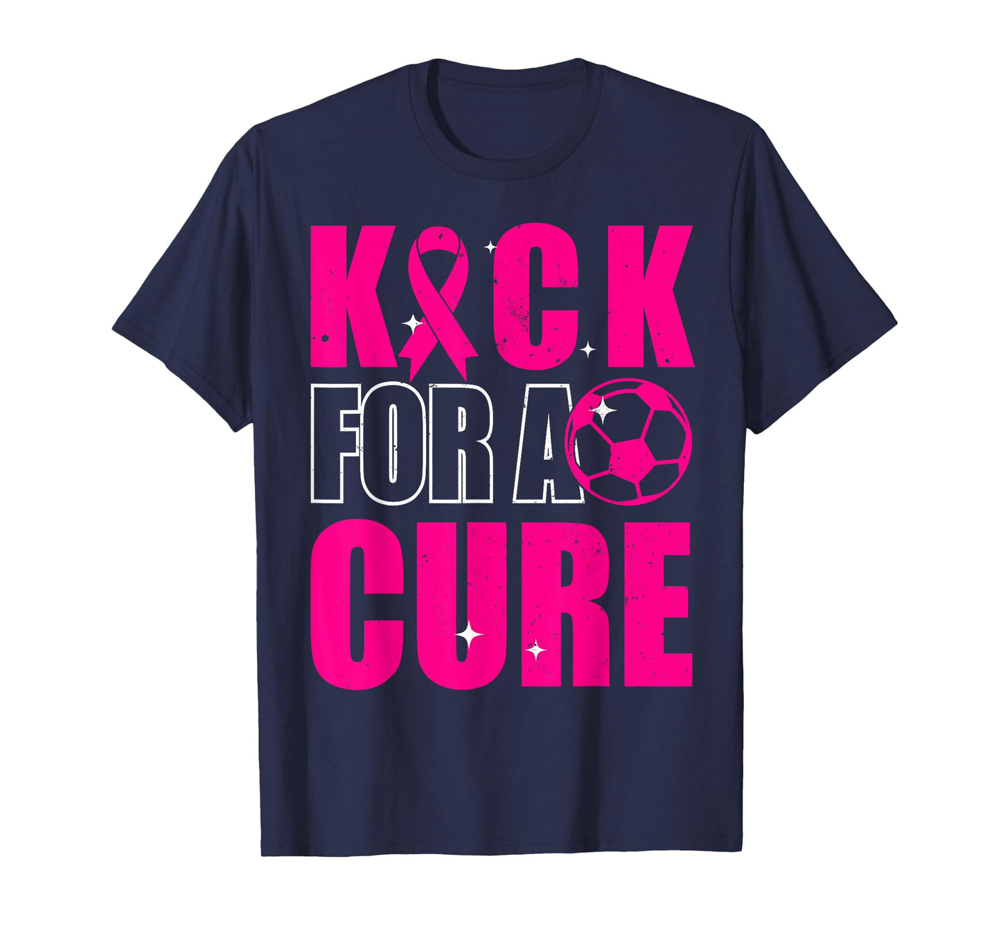 Kick For a Cure Breast Cancer Awareness Pink Ribbon Soccer T-Shirt