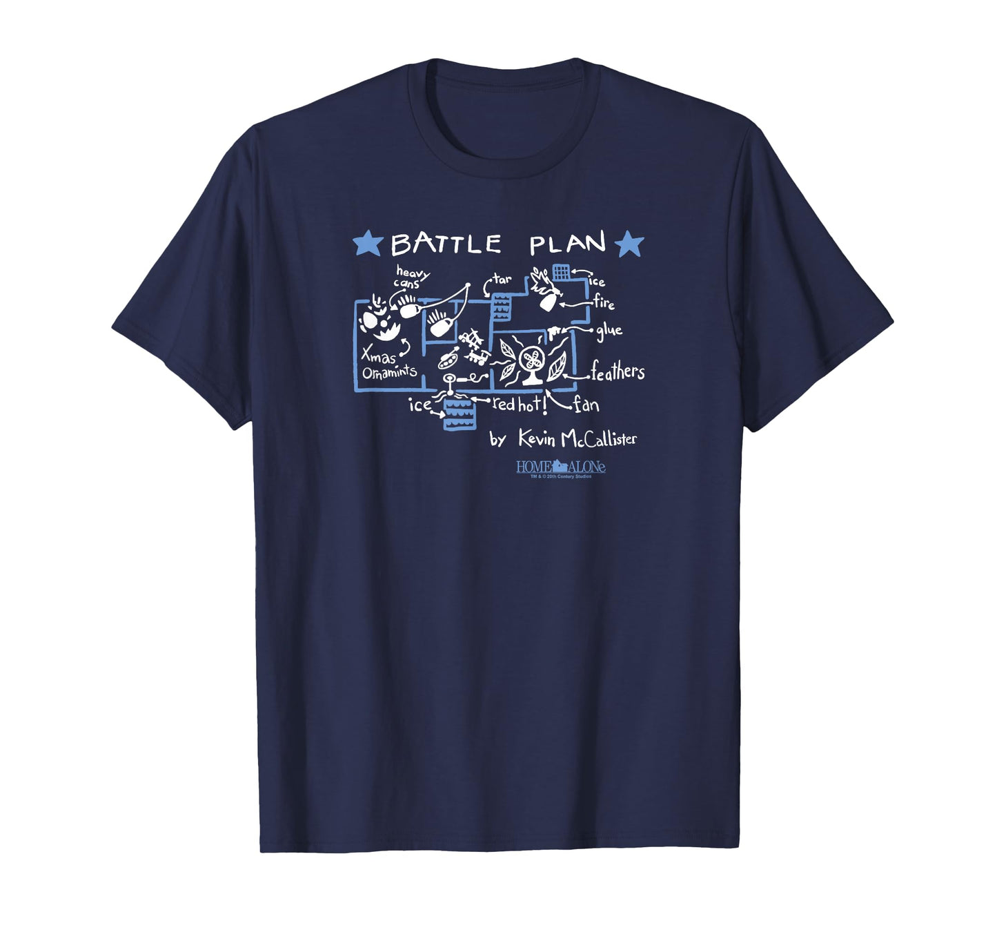 Home Alone Kevin Battle Plan Trap Map Design T-Shirt