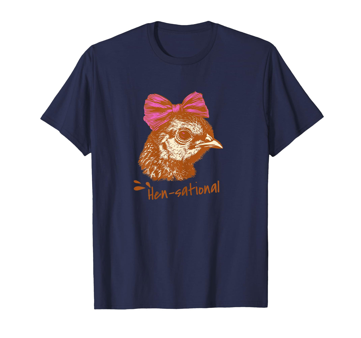 Funny Chicken Humor Shirts “Hen-Sational” Hen with Pink Bow T-Shirt