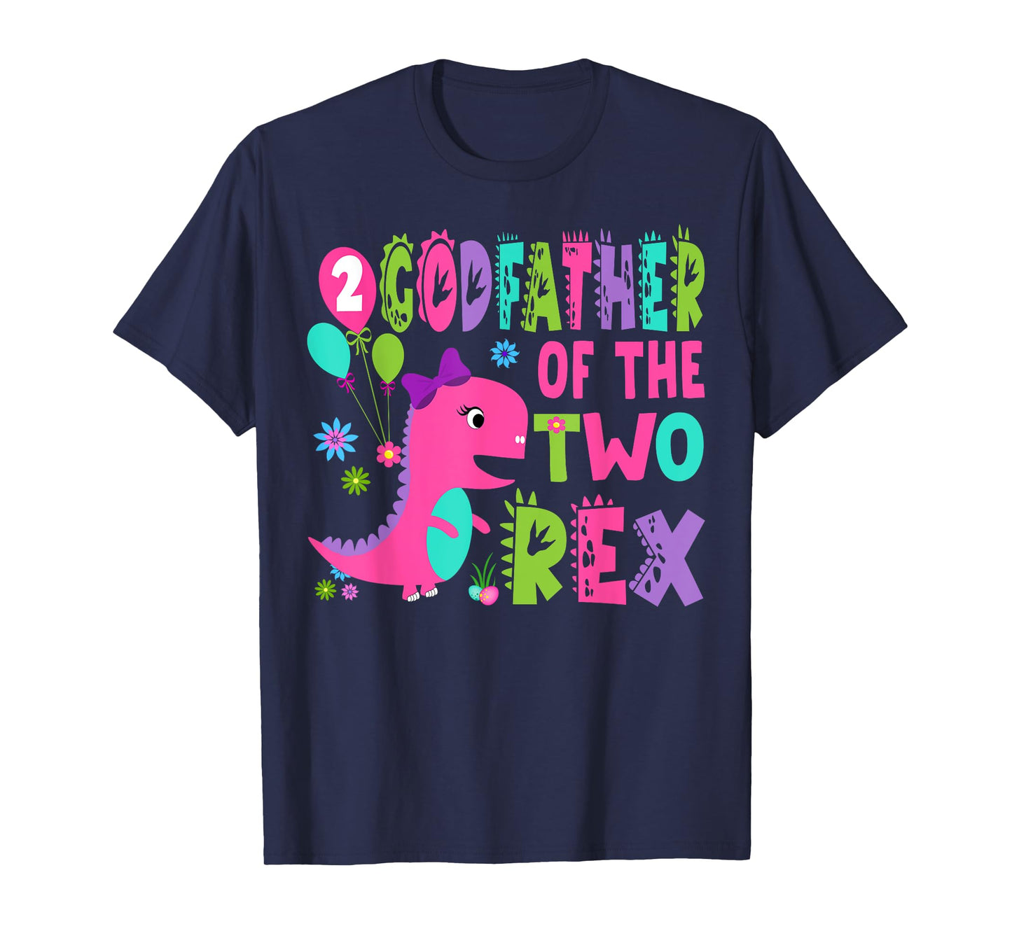 Godfather Of The Two Rex 2Nd Birthday Boy Dinosaur T-Rex T-Shirt